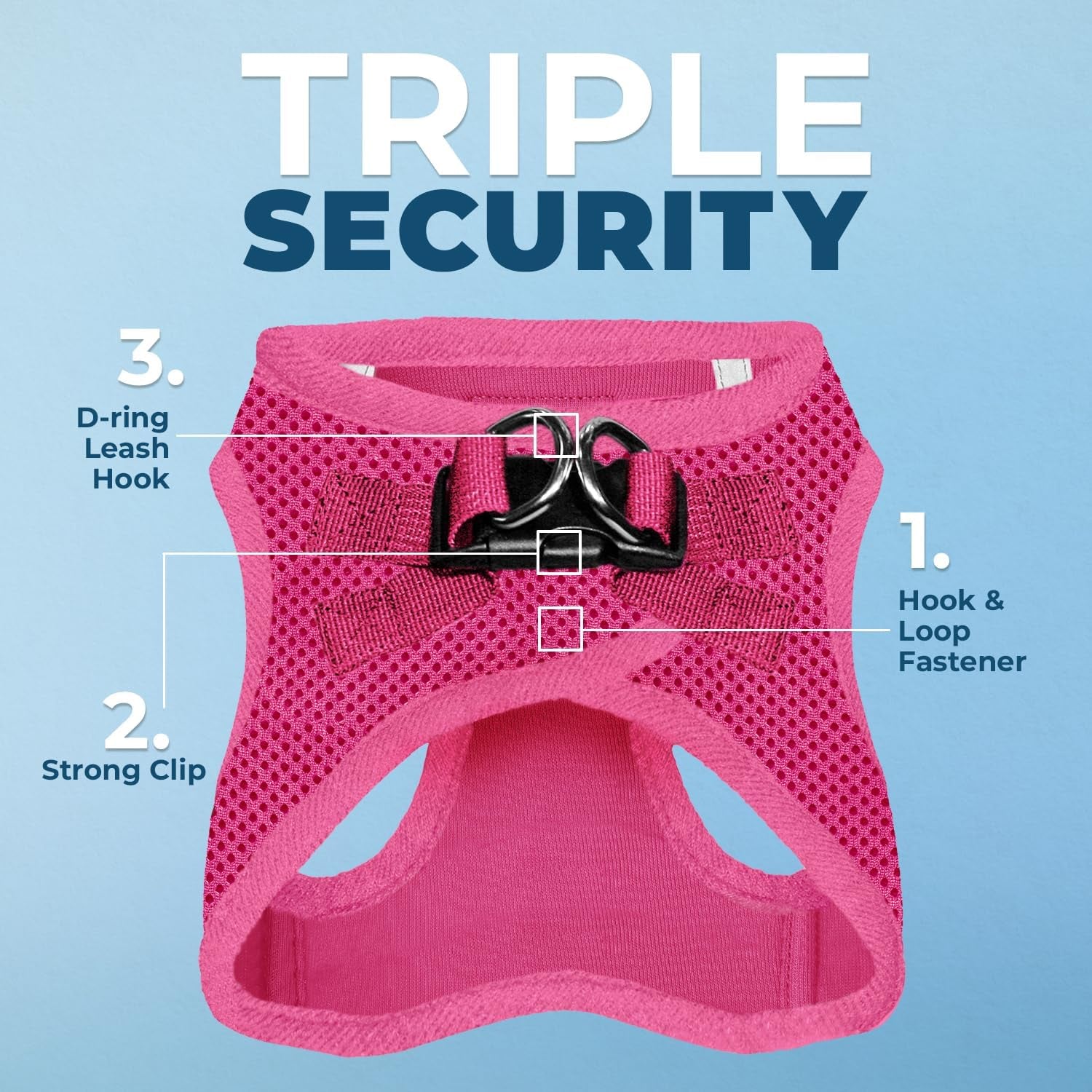 Voyager Step-In Air Dog Harness - All Weather Mesh, Reflective, No Pull Harness for Small, Medium Dogs, Cats - Secure with Hook & Loop Fastener, Buckle, Double D-Rings - Fuchsia, L