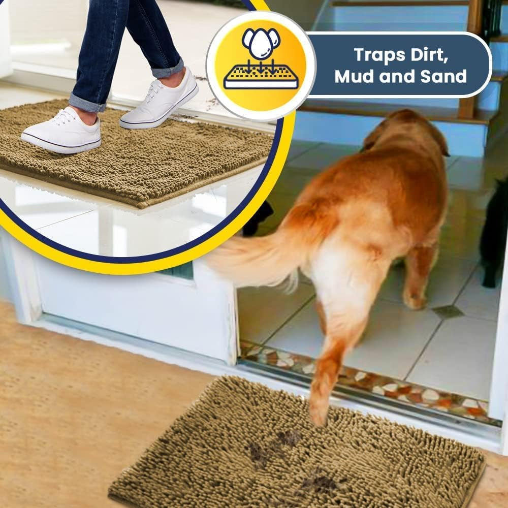 ® Shown on TV – Super Absorbent Door Mat Indoor, Microfiber Quick Dry Chenille Entryway Rug, Non-Slip Front Door Mat, Indoor Mats for Entryway, Machine Washable Pet Rug, Beige 24"X36"