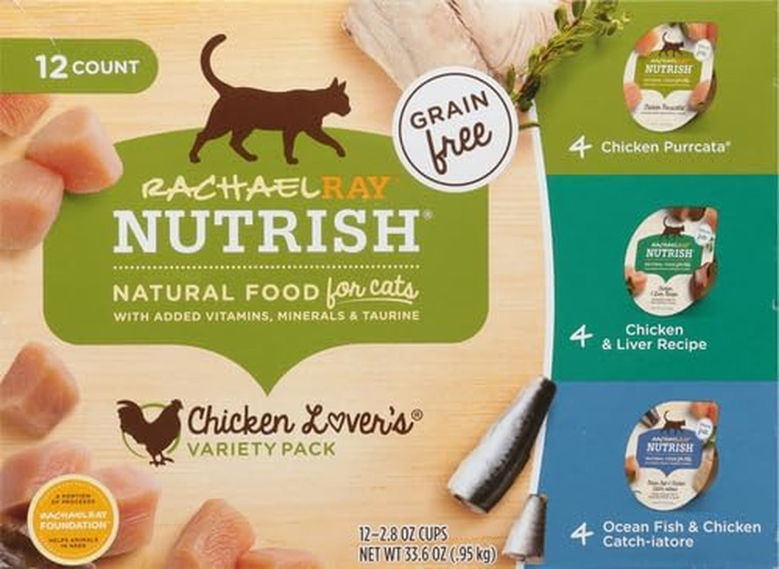 Rachael Ray  Premium Wet Cat Food, Chicken Lovers Variety Pack, Grain Free, 2.8 Oz. Tub, Pack of 12