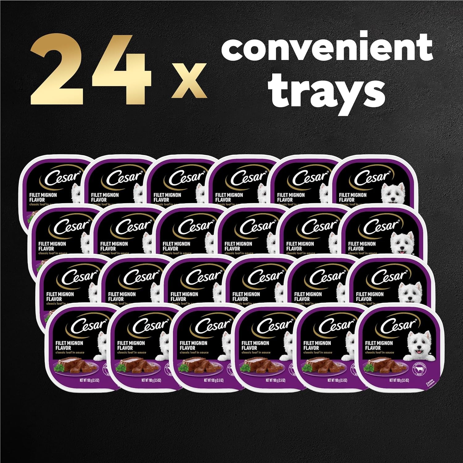 Wet Dog Food Classic Loaf in Sauce Filet Mignon Flavor, 3.5 Oz. Easy Peel Trays (24 Count, Pack of 1)