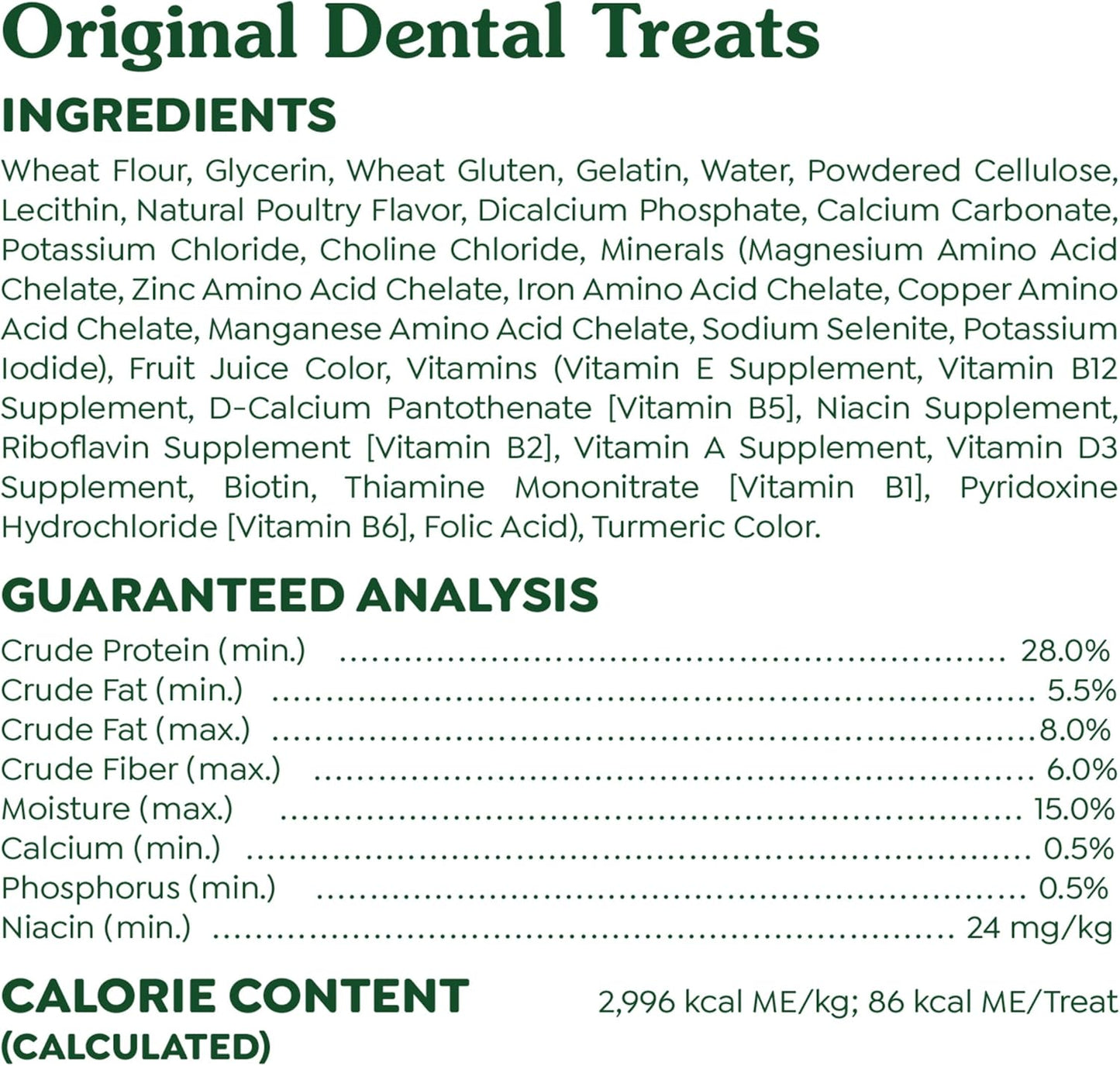 Original Regular Dental Dog Treats, 36 Oz. Pack (36 Treats)