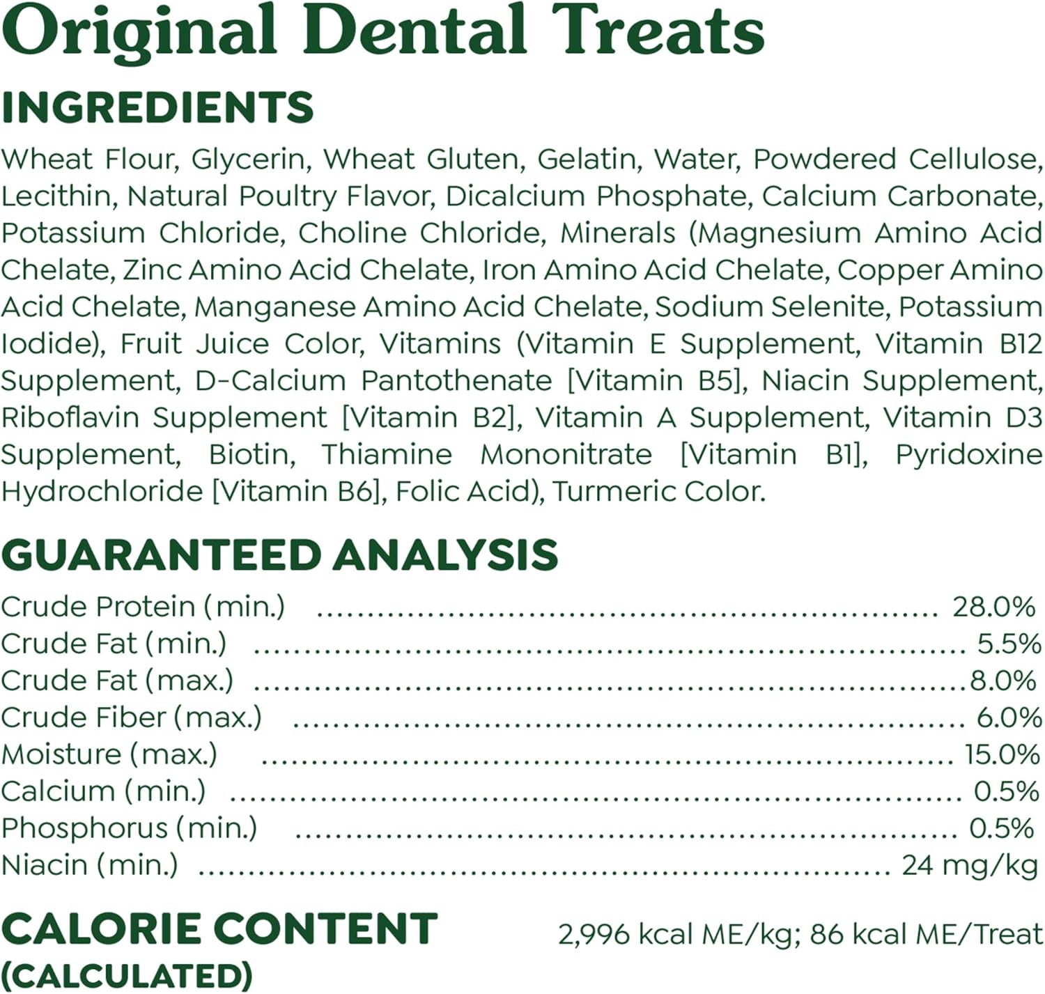 Original Regular Dental Dog Treats, 36 Oz. Pack (36 Treats)