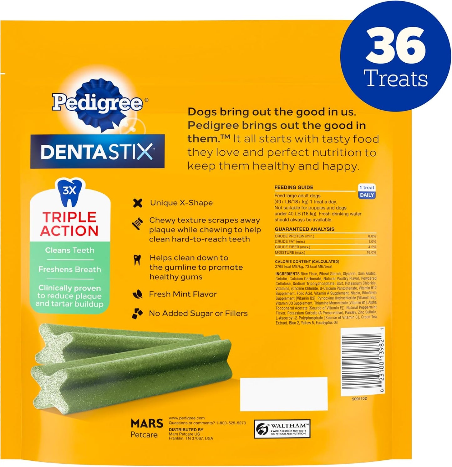 Dentastix Large Breed Dog Treats, Fresh Flavor, 1.87 Lb. Bag (36 Treats)
