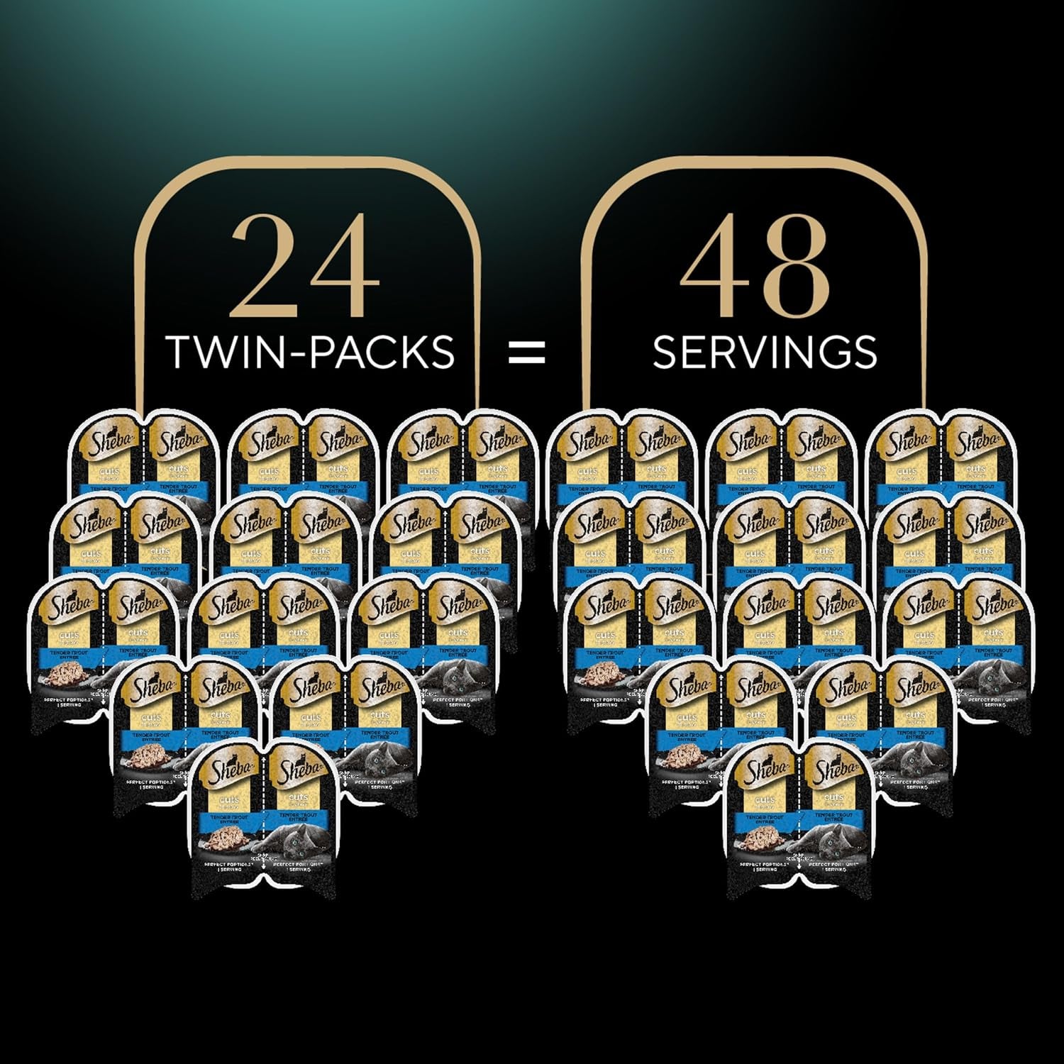 Perfect Portions Wet Cat Food Cuts in Gravy Tender Trout Entree, 2.6 Oz. Twin-Pack Trays (24 Count, 48 Servings)