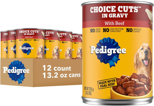 Choice Cuts in Gravy Adult Canned Soft Wet Dog Food, Beef, 13.2 Oz. Cans (12 Count, Pack of 1)