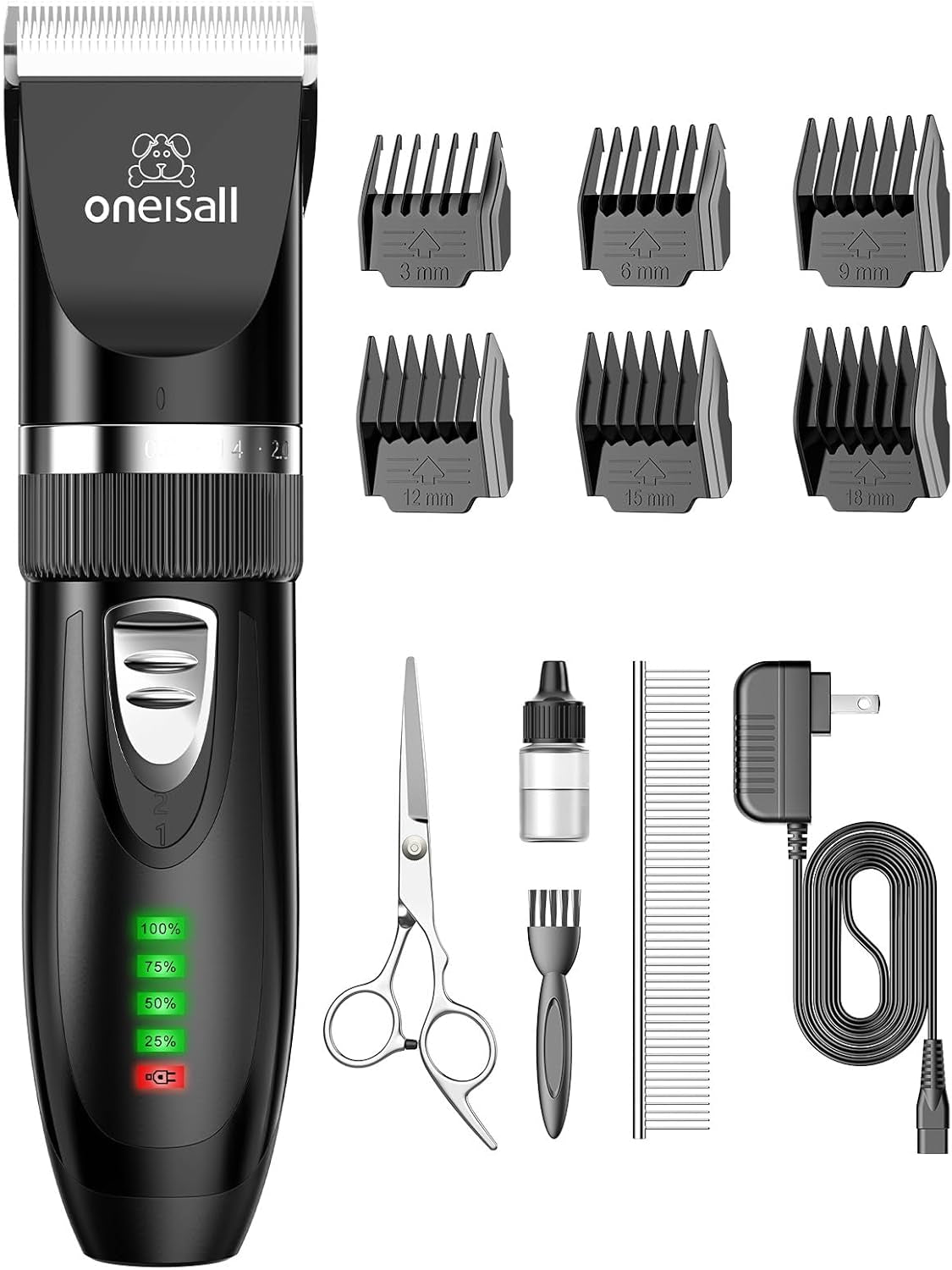 Quiet Cat Clippers for Matted & Long Hair, 2-Speed Cordless Pet Shaver Grooming Kit for Cats, Small Dogs & Animals (Black)