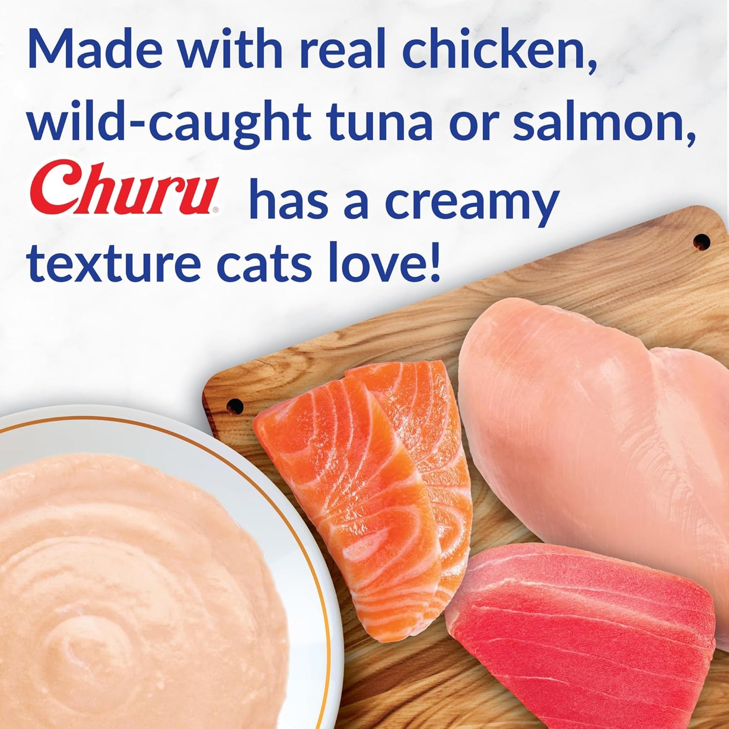 Churu Cat Treats, Grain-Free, Lickable, Squeezable Creamy Purée Cat Treat/Topper with Vitamin E & Taurine, 0.5 Ounces Each Tube, 40 Tubes, Tuna Variety Box