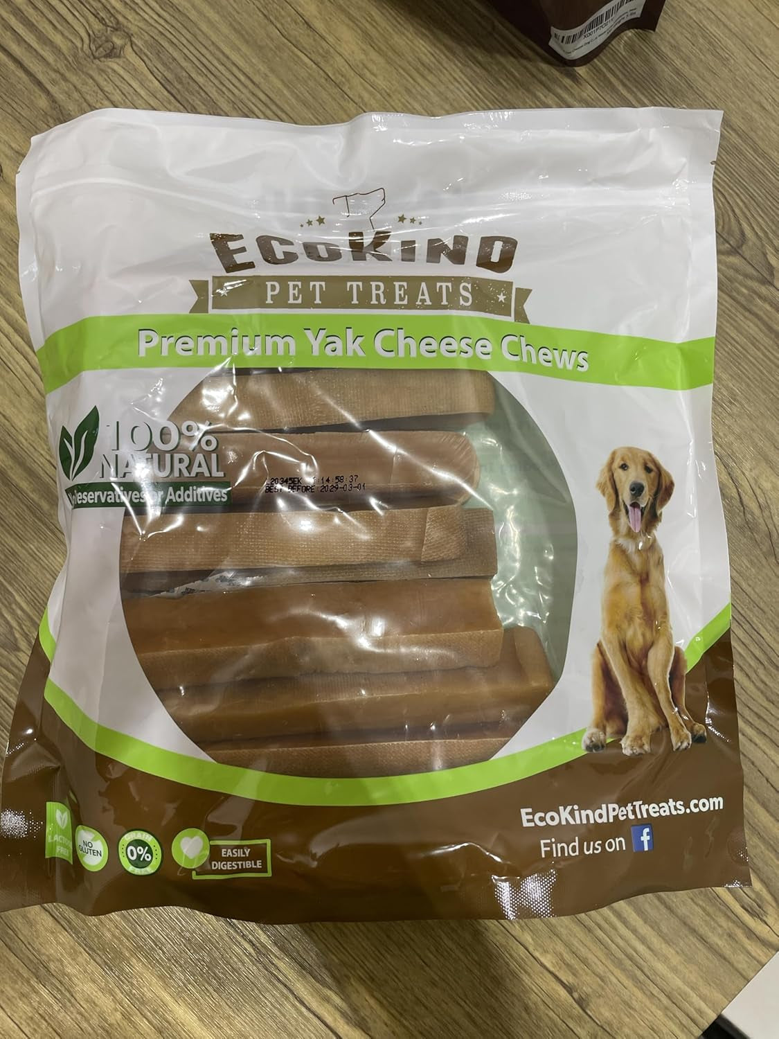 Ecokind Premium Gold Yak Cheese Himalayan Dog Chews, Dog Treats Large Breed, All Natural, High Protein, for Aggressive Chewers, Large - 12+ Chews (3 Lb)