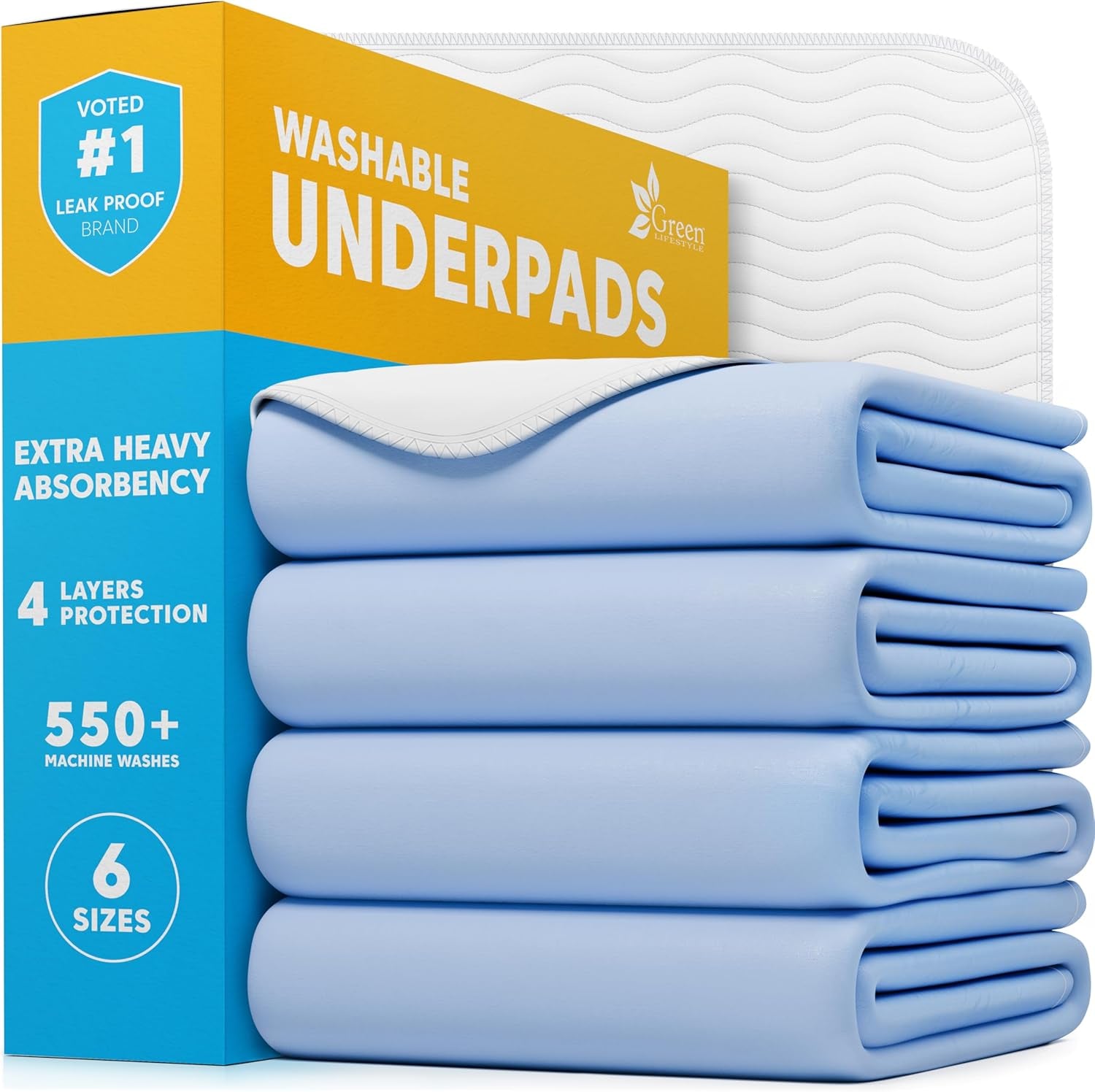 Washable Underpads - Large Bed Pads for Use as Incontinence Bed Pads, Reusable Pet Pads, Great for Dogs, Cats, Bunny, Seniors Bed Pad (Pack of 4 - 34X36)