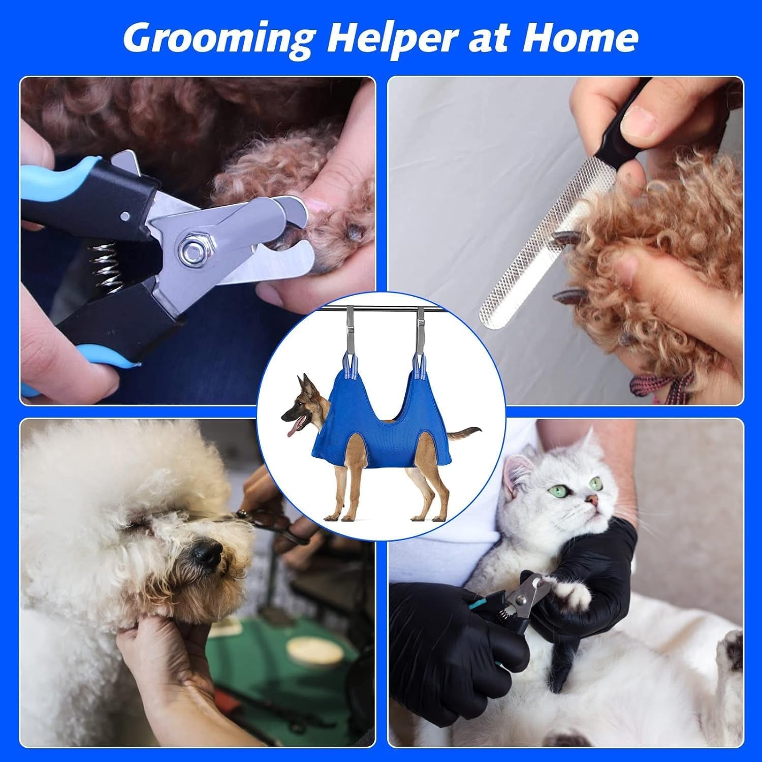 Pet Grooming Hammock with Nail Clippers/Nail Trimmers/Grooming Scissors, Dog Grooming Harness for Nail Trimming, Pet Grooming Sling Helper