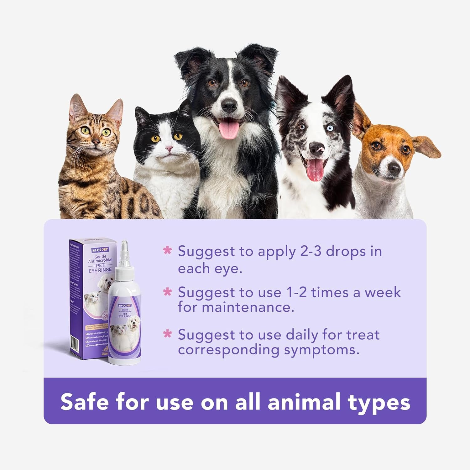 Dog Eye Drops 5.1 Fl Oz Eye Drops for Dogs and Cats Vet-Recommended Dog Eye Infection Treatment to Soothe Infection Allergy, Relieve Dry Eyes Pink Eyes, Pet Tear Stain Cleaner