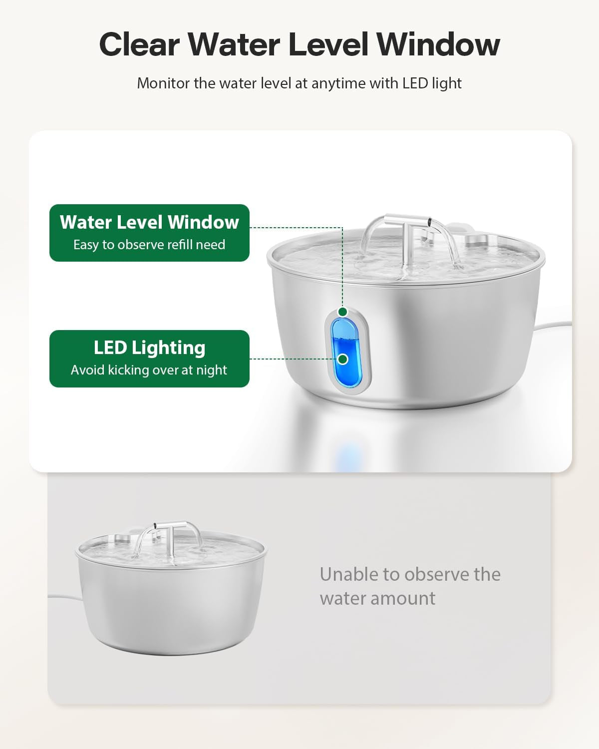 Cat Water Fountain Stainless Steel - 3.2L/108Oz Pet Water Fountain for Cats Indoor - Automatic Pet Watering Dispenser (4 Filter)