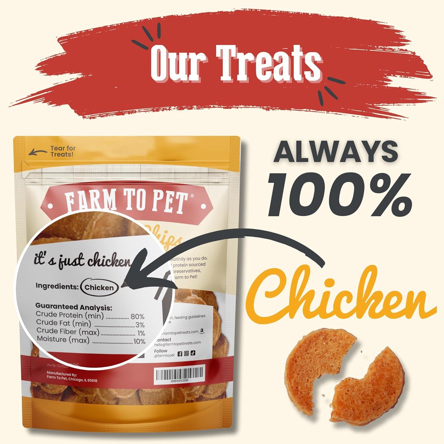- Dog Training Treats - Chicken Chips, Single Ingredient - 12 Oz, Lean, All Natural, Healthy Dog Treats for Small, Medium, Large Breeds, & Puppies, Made in USA
