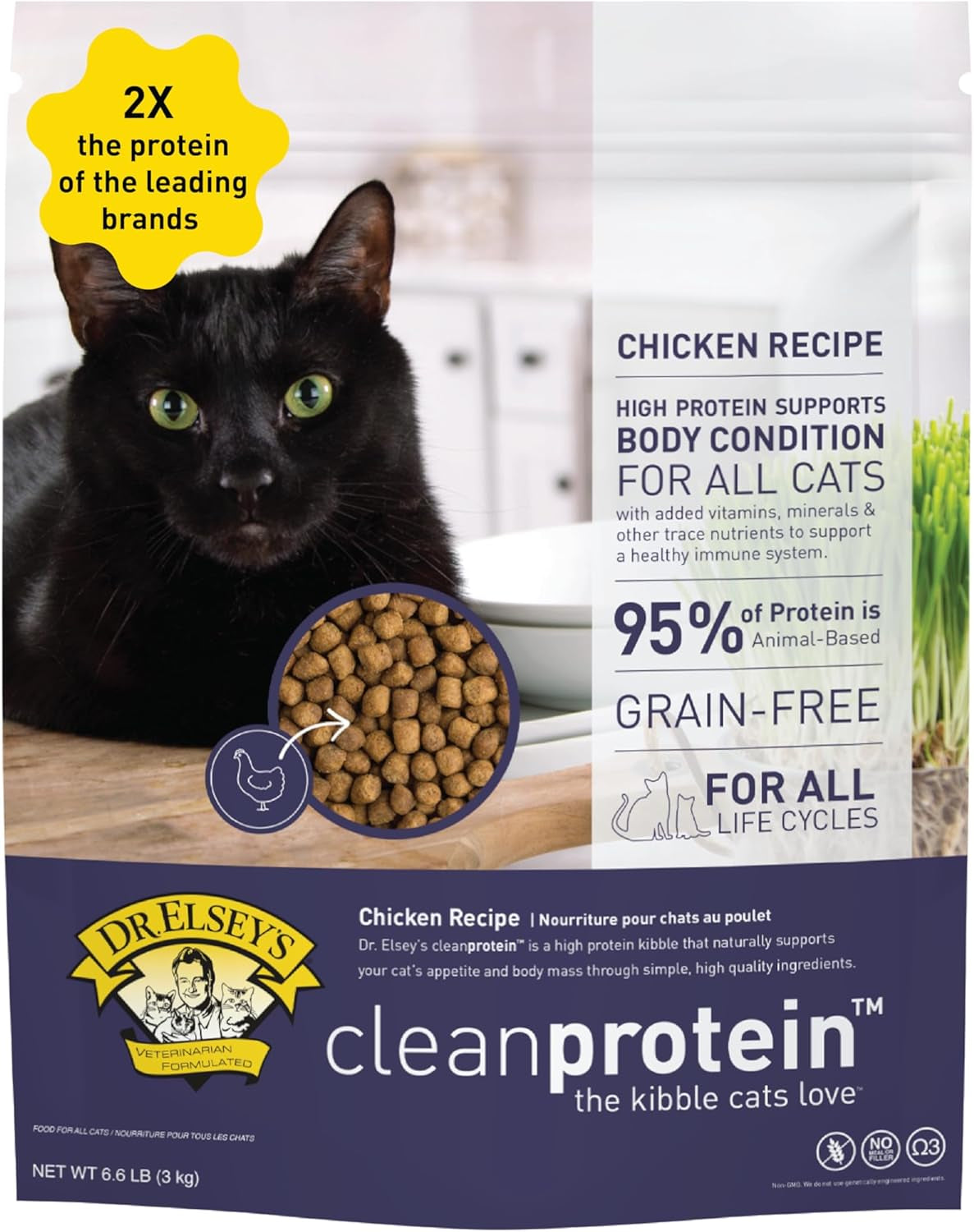 Cleanprotein Chicken Cat Kibble 6.6 Lb. Bag