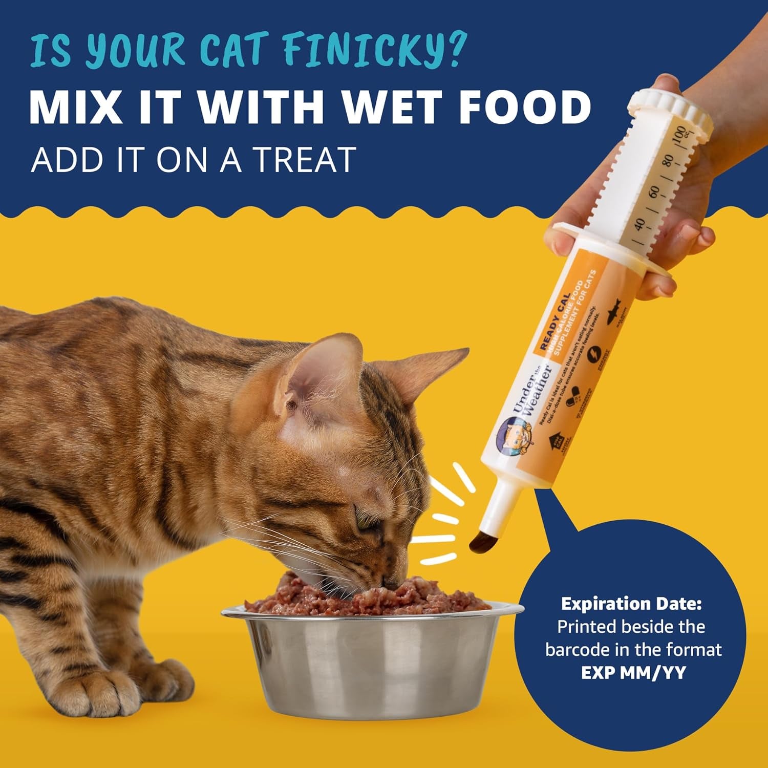 Pet | Ready Cal for Cats 100Cc | High Calorie Supplement | Cat Weight Gainer and High Calorie Booster | 10 Vitamins, 7 Minerals & Omega Fatty Acids (For Cats 100Cc)