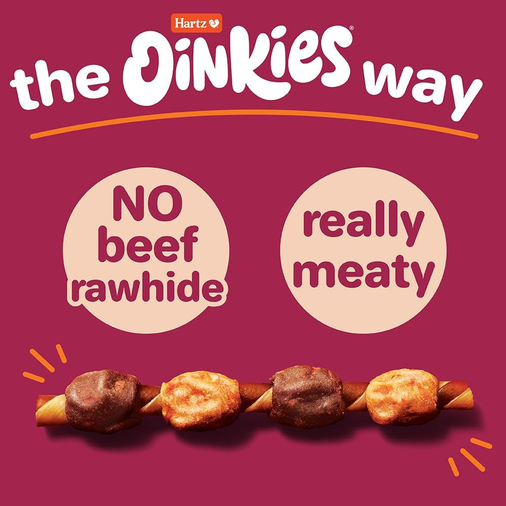 Oinkies Hearty Kabob Dog Treats with 100% Real Chicken, Duck, Sweet Potato & Carrot, Rawhide-Free, Natural Dog Treats, Highly Digestible Long Lasting Chews, 18 Count
