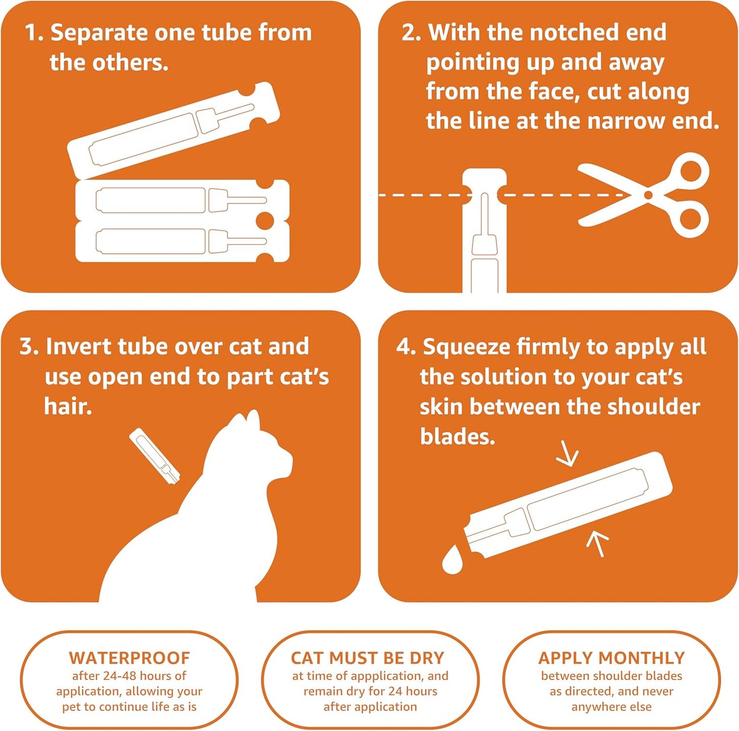 Topical Flea Treatment for Medium Cats (5-9 Pounds), 6 Count (Previously Solimo)