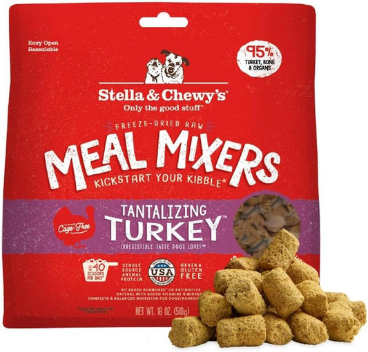 Freeze-Dried Raw Tantalizing Turkey Meal Mixers- Dog Food Topper and Mixer - Made with 95% Cage-Free Turkey, Organs & Bone - Perfect for Picky Eaters - Grain-Free - 18 Oz