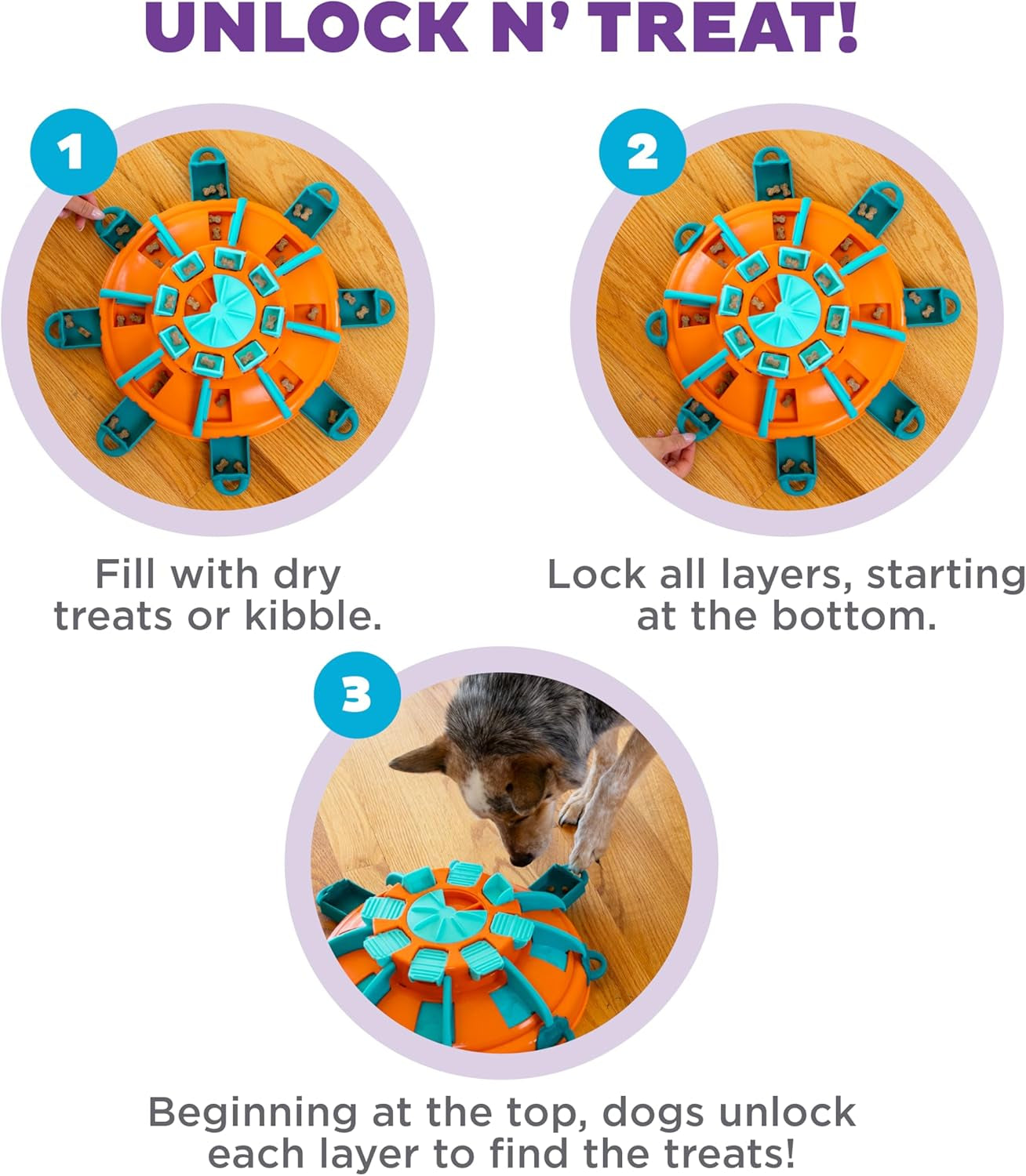 by Nina Ottosson Tower of Treats Level 4 Expert Dog Treat Puzzle for Enrichment, Orange