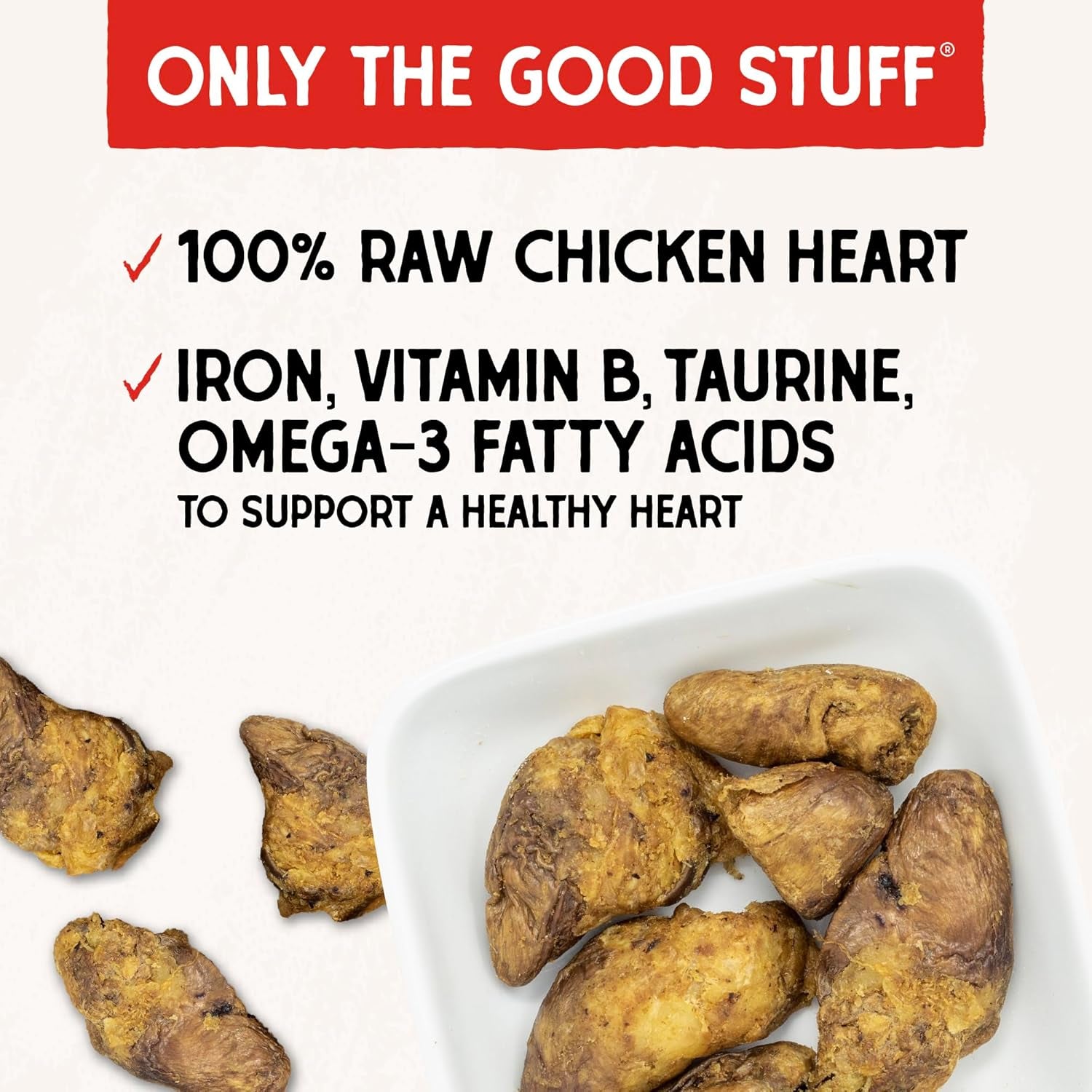 Freeze-Dried Raw Chicken Heart Dog Treats - Single Ingredient, No Additives - Premium Training Treats - Perfect for Picky Eaters - 11Oz Bag
