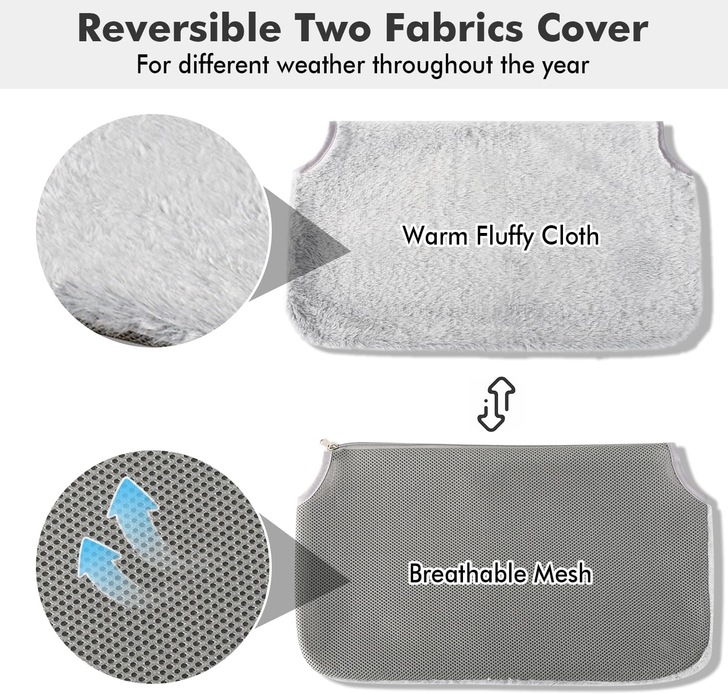 Cordless Cat Window Perch, Cat Hammock for Wall with 4 Suction Cups, Solid Metal Frame and Reversible Cover, Foldable Cat Beds for Indoor Cats