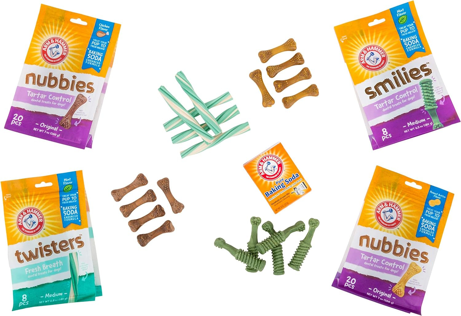 for Pets Nubbies Dental Treats for Dogs with Baking Soda & Calcium, Treat Chews Help Fight Bad Breath, Plaque & Tartar without Brushing, Chicken Dog, Sm Size, 20 Pcs (Packaging May Vary)