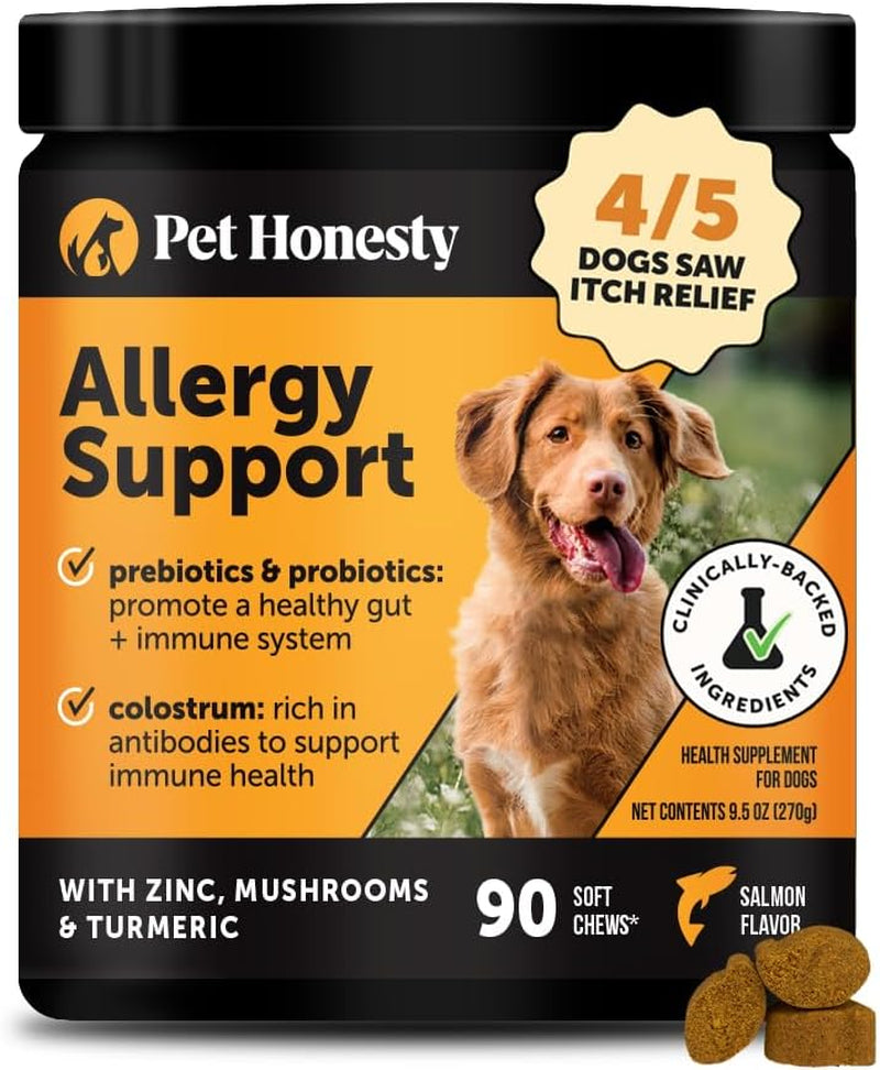 Dog Allergy & Itch Relief - Advanced Itch Supplement with Probiotics for Dogs - Immune Support & Skin Relief for Seasonal Allergies - Natural Itchy Skin & Paw Relief - (Salmon, 90 Ct)