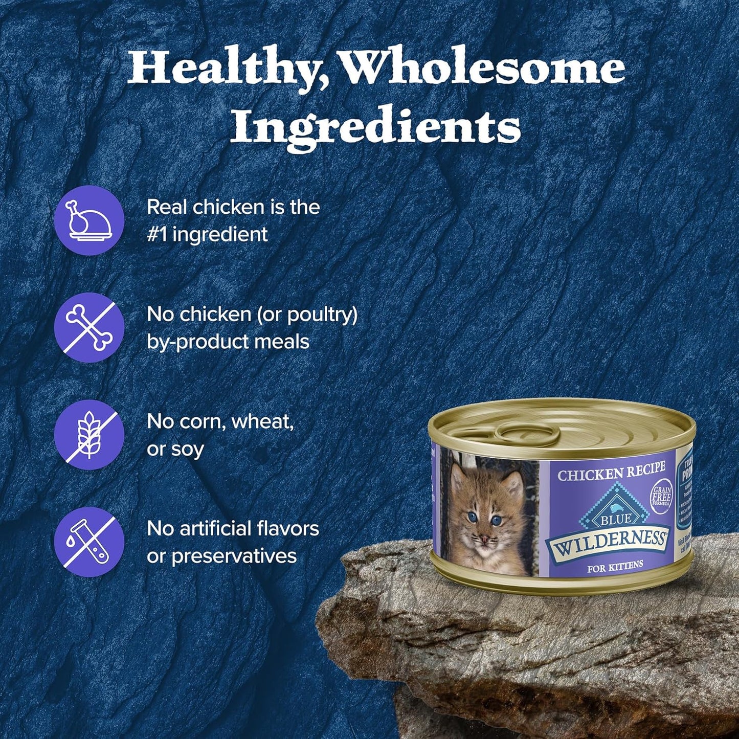 Wilderness High-Protein Grain-Free Wet Kitten Food, Chicken Paté Recipe, 3-Oz Cans, 24-Count