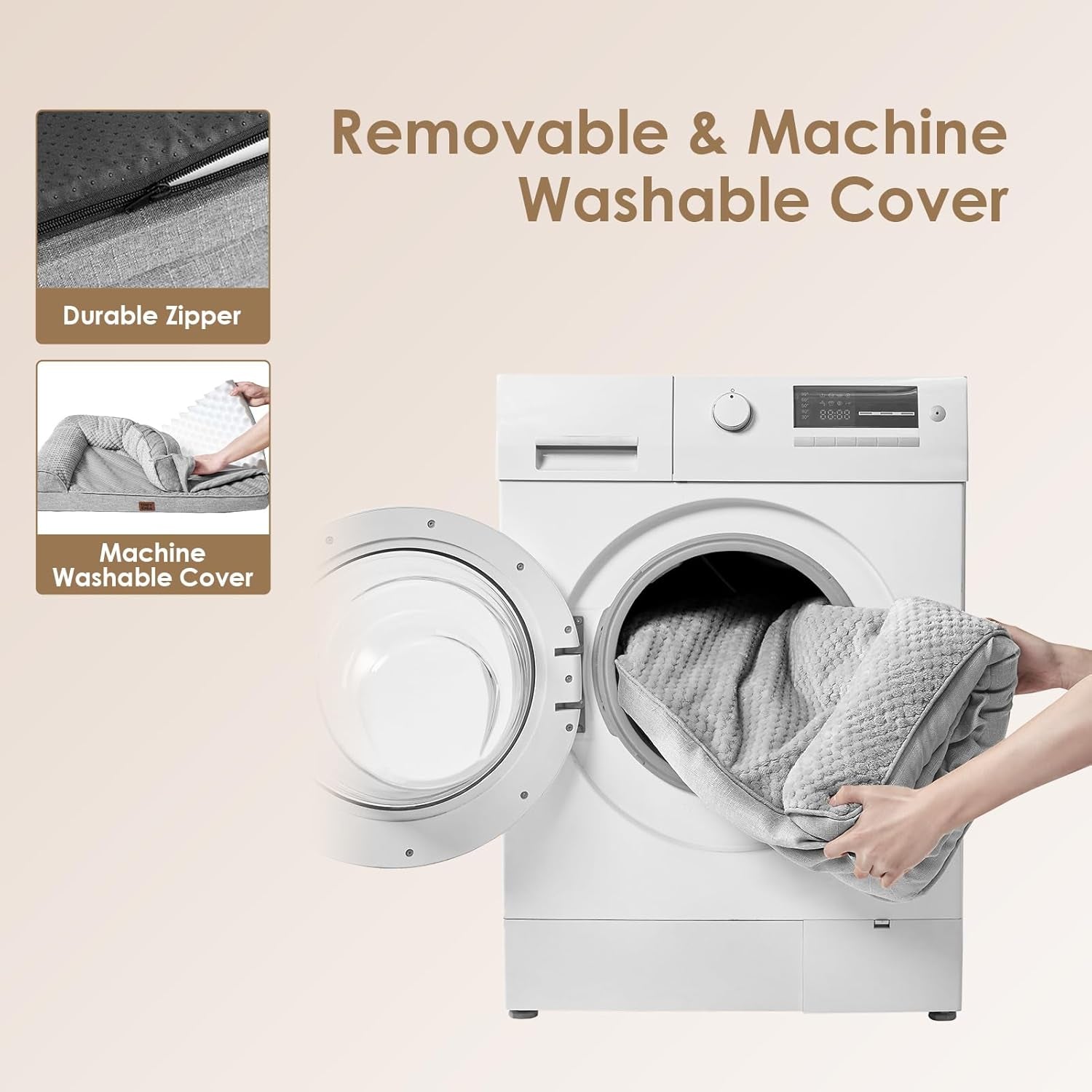 Memory Foam Dog Bed Medium Sized Dogs, Waterproof Dog Bed Orthopedic with Washable Removable Cover, Non-Slip Pet Bed Couch for Crate, 30X20X6 Inches, Grey