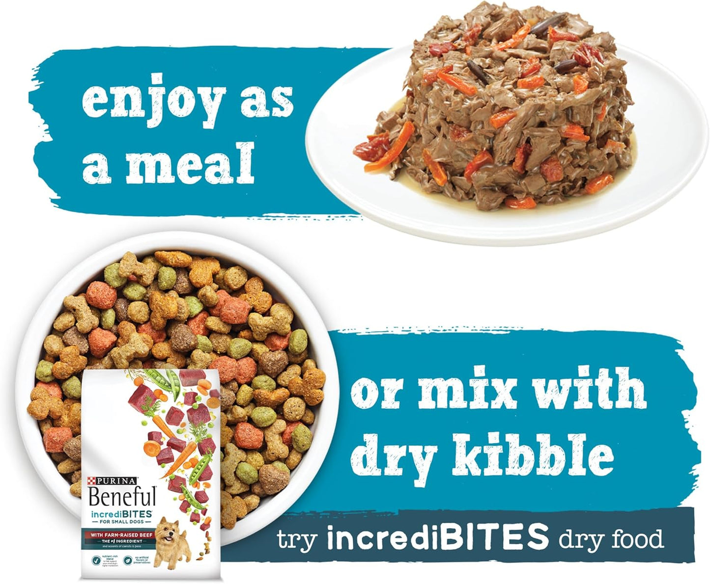 Purina  Small Breed Wet Dog Food with Gravy, Incredibites with Real Beef - (8 Packs of 3) 3 Oz. Cans