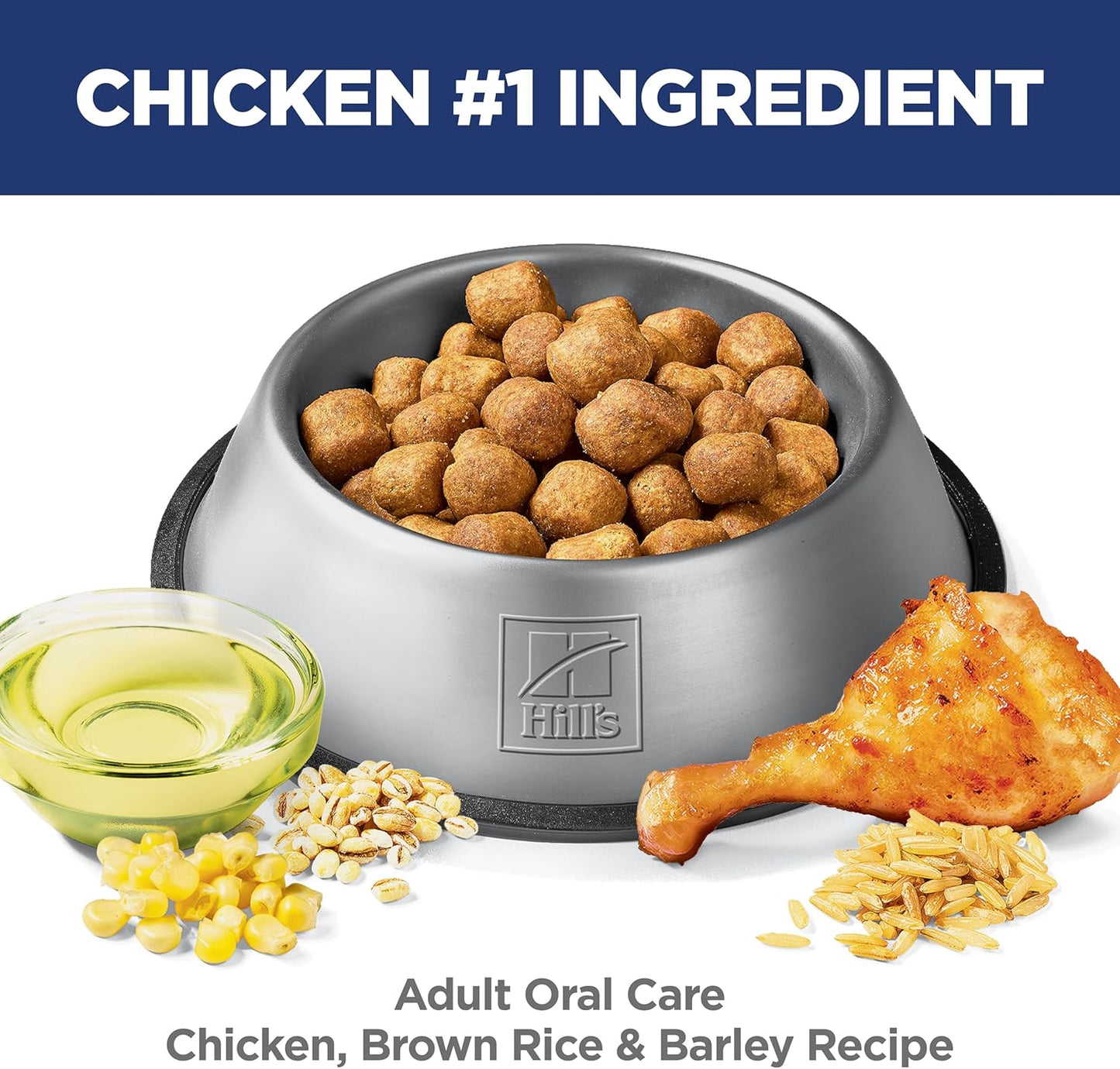 Oral Care, Adult 1-6, Plaque & Tartar Buildup Support, Dry Dog Food, Chicken, Rice, & Barley, 4 Lb Bag