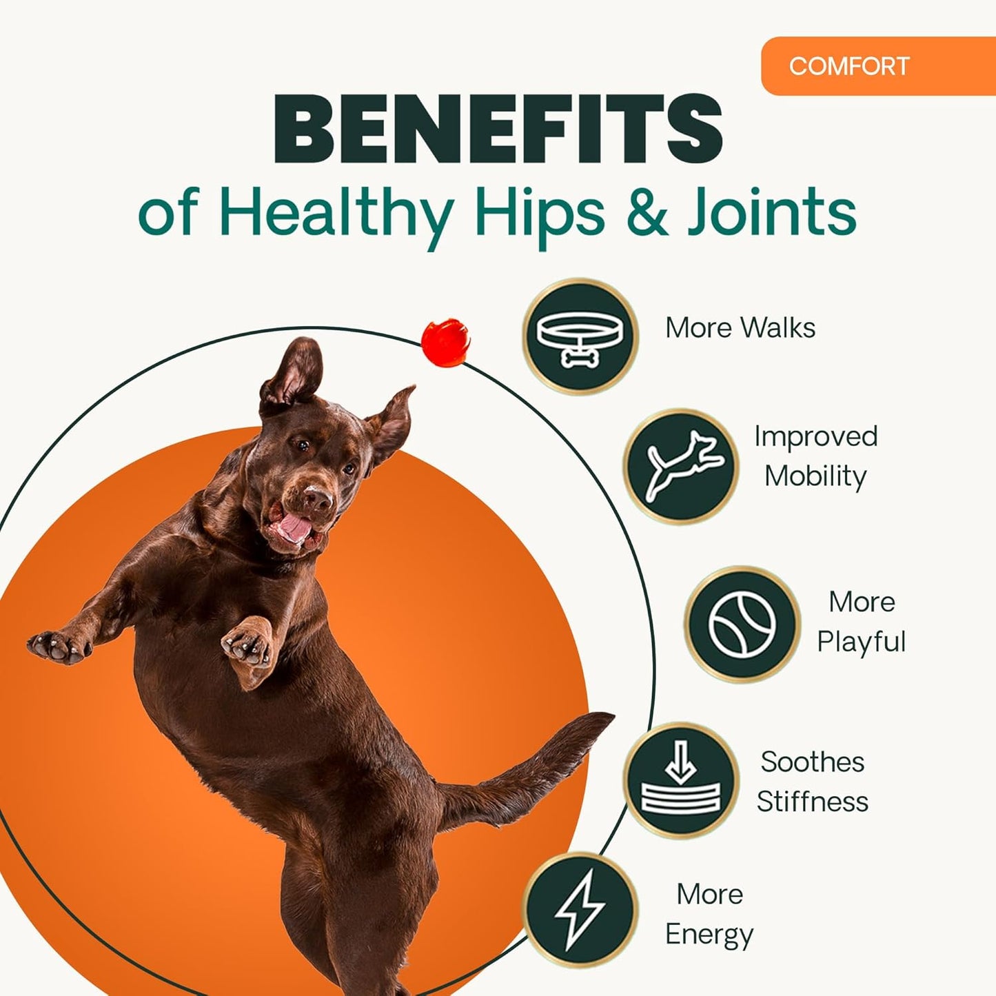 Ultimate Strength Healthy Hip & Joint Chews, Glycoflex Glucosamine, Chondroitin and Green-Lipped Mussel Joint Support Supplement for Dogs, Soothe Joint Discomfort, Duck, 120 Count