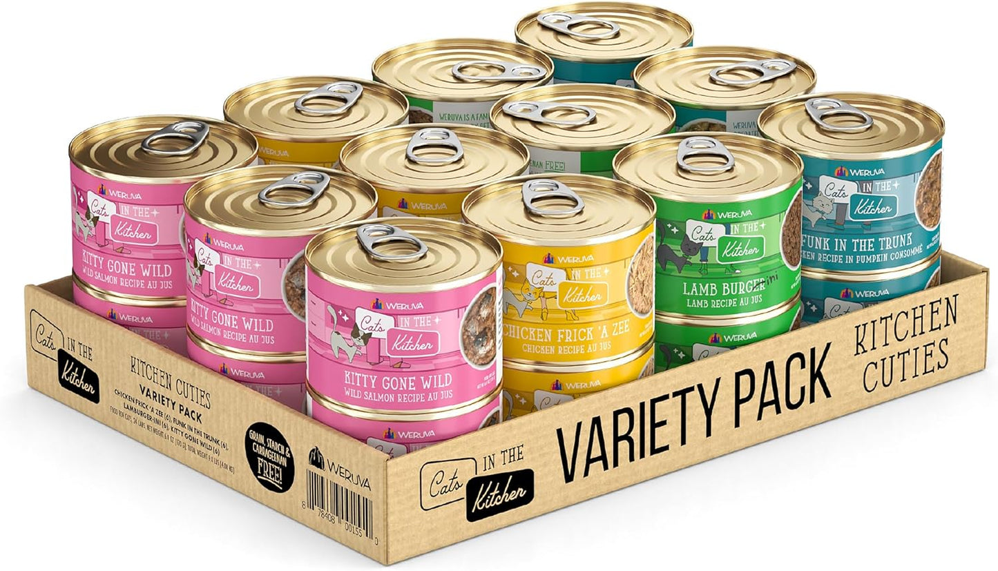 Cats in the Kitchen, Kitchen Cuties Variety Pack, Wet Cat Food, 6Oz Cans (Pack of 24)