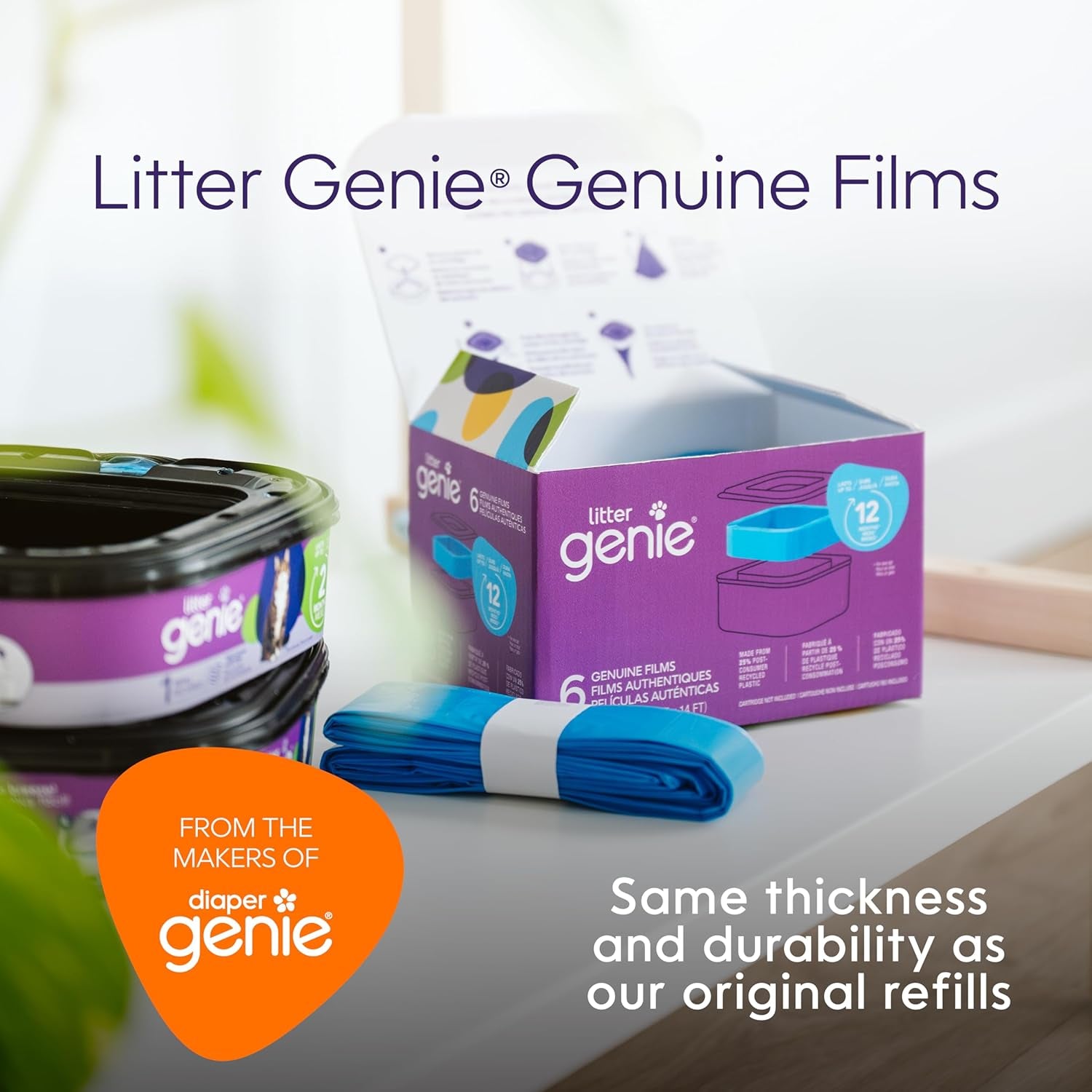Refill Bags | Stand Alone Genuine Film 6 Pk | Compatible with  Standard and Jumbo Refills | Ultimate Odor Control Cat Litter Bags | up to 12 Months of Supply for One Cat