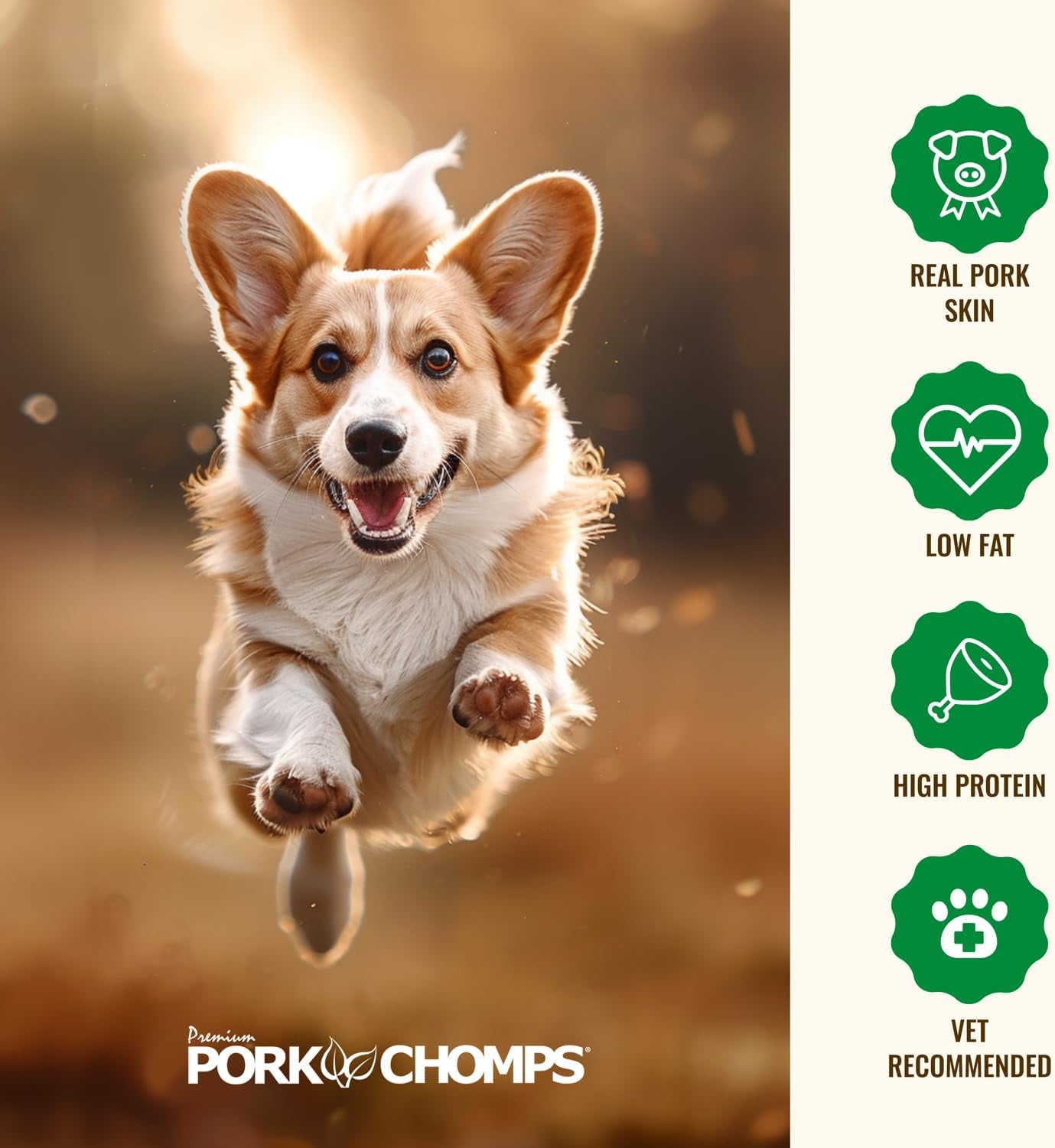 Baked Pork Skin Dog Chews, 8-Inch Rolls, Real Chicken Wrap, 2 Count