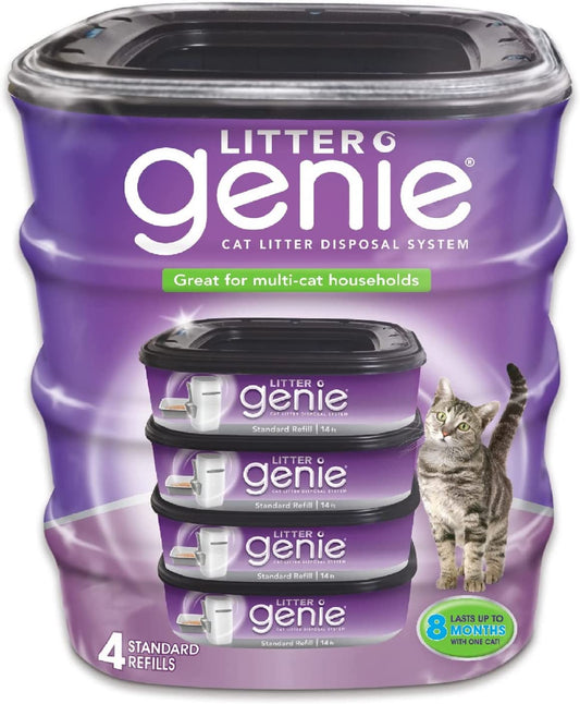 Refill Bags (4-Pack) | Multi-Layers of Odor-Barrier Technology | 1 Square Refill Cartridge Lasts up to 2 Months per Cat