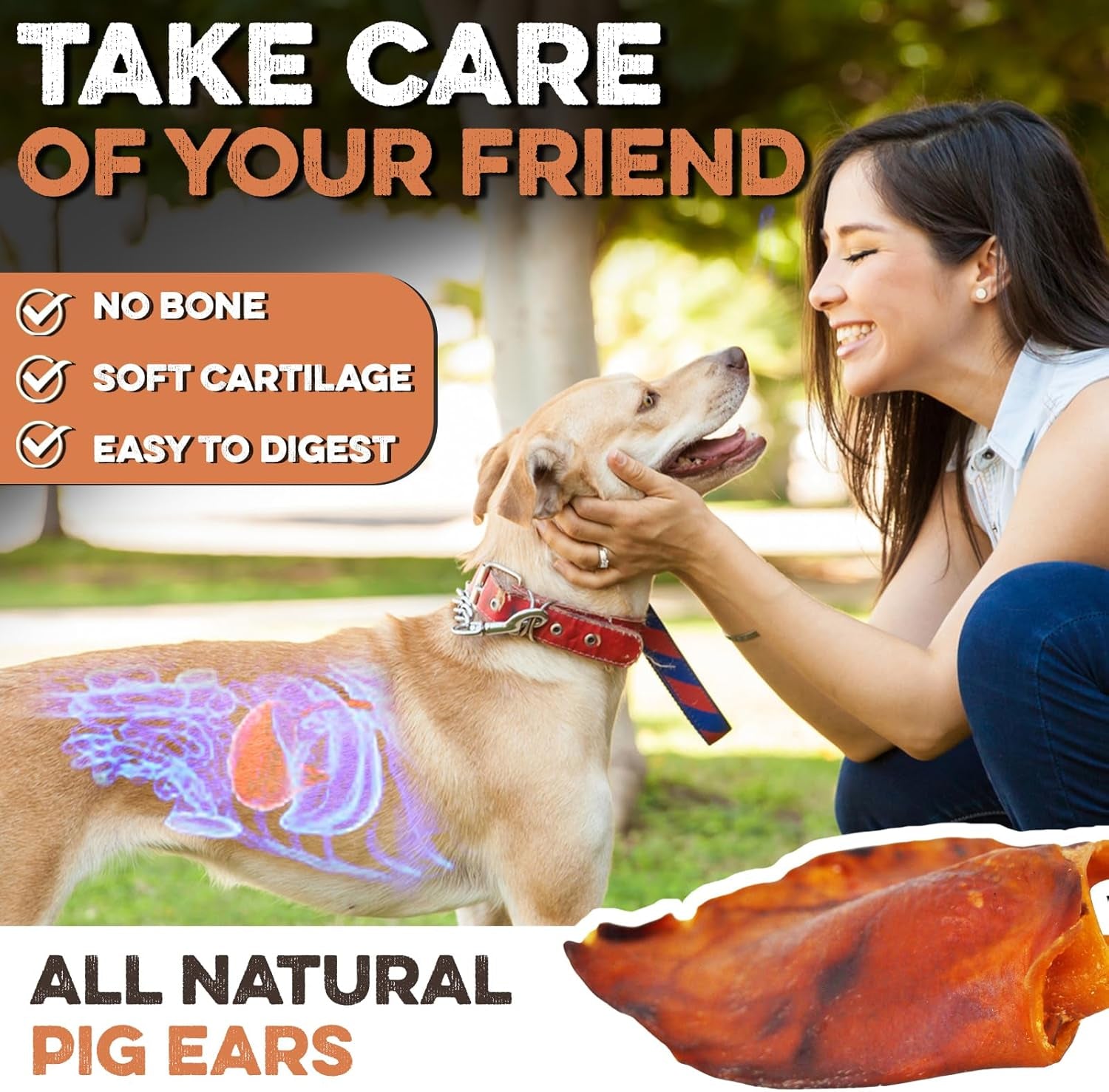 Whole Pig Ears for Dogs, 12 Ct. – All-Natural Single Ingredient Dog Chews, Slow Cooked & Fully Digestible Rawhide Alternative