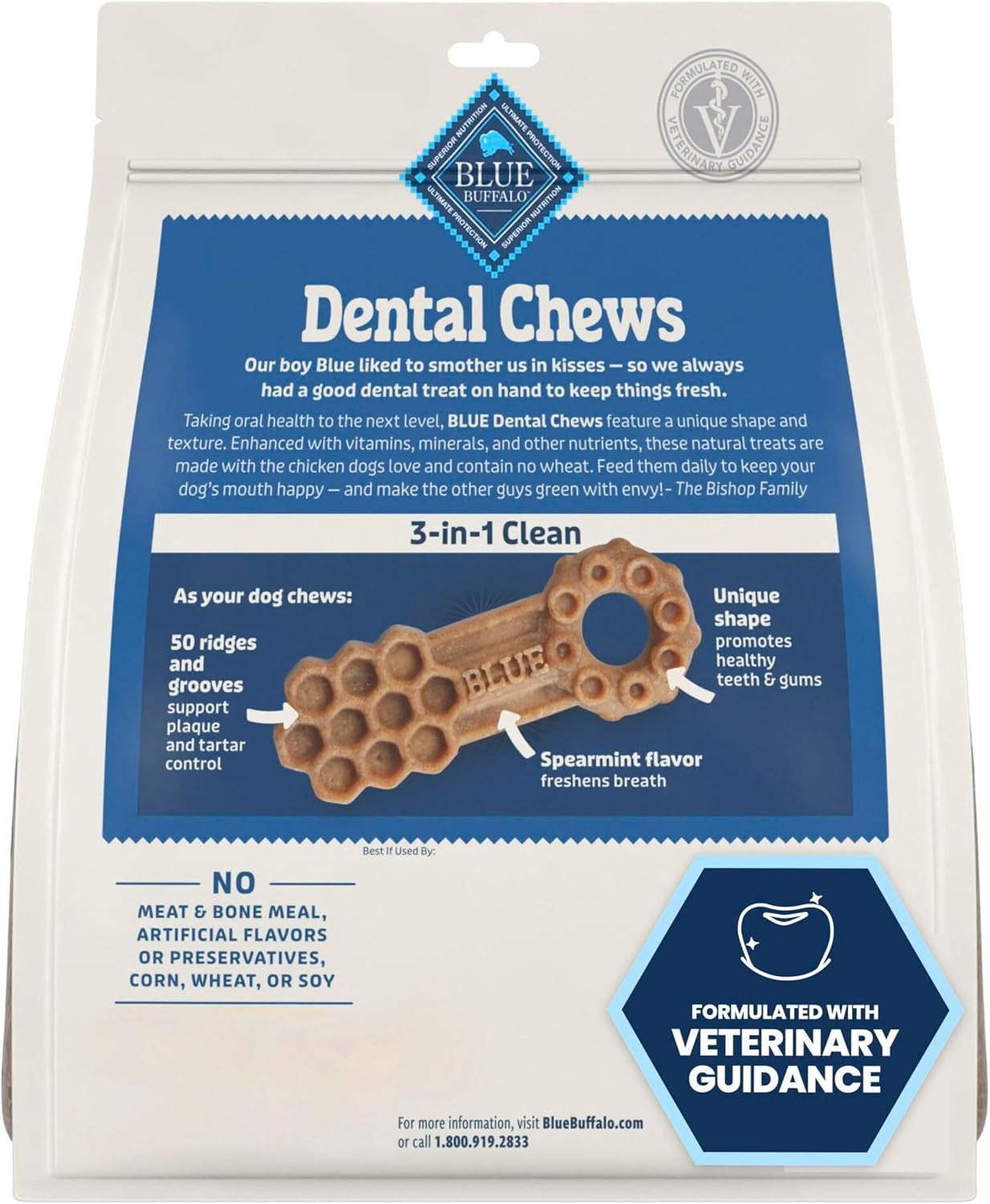 Dental Chews Medium Natural Dog Treats, Chicken & Spearmint 34.5-Oz Bag (42 Count)