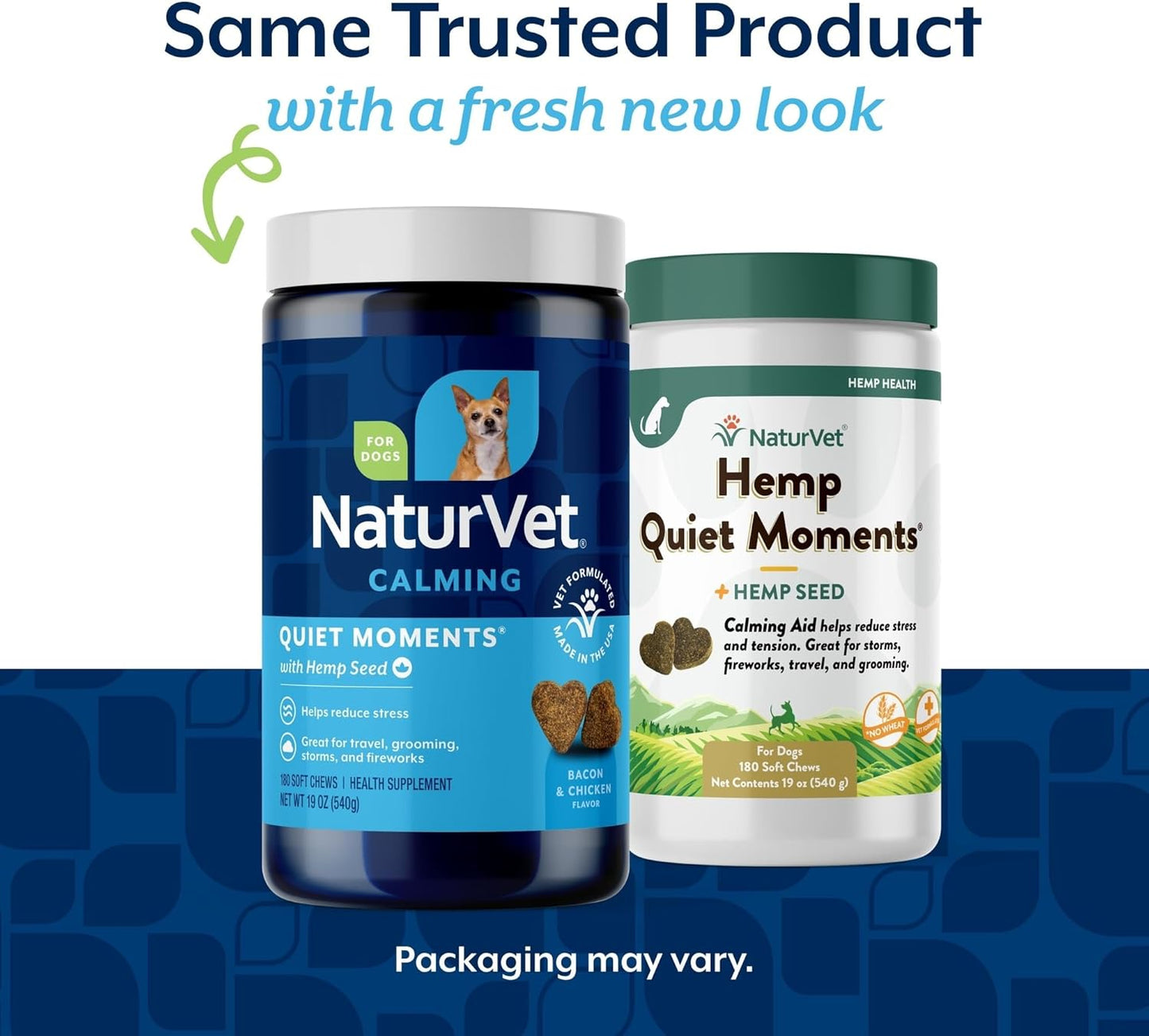 Quiet Moments Calming Aid Dog Supplement, Helps Promote Relaxation, Reduce Stress, Storm Anxiety, Motion Sickness for Dogs (Quiet Moments plus Hemp, 180 Soft Chews)
