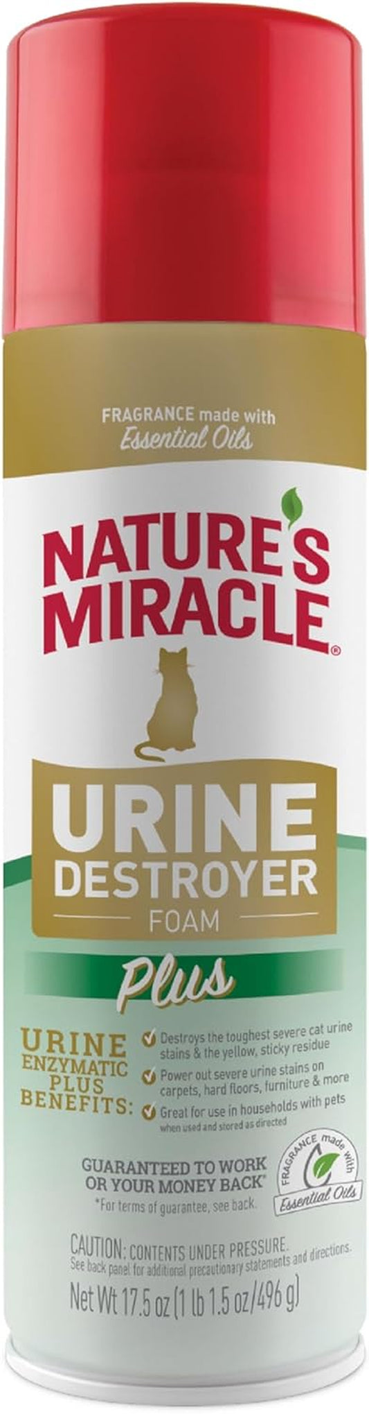 Urine Destroyer plus for Cats, Enzymatic Formula for Severe Cat Urine Stains, 17.5 Oz