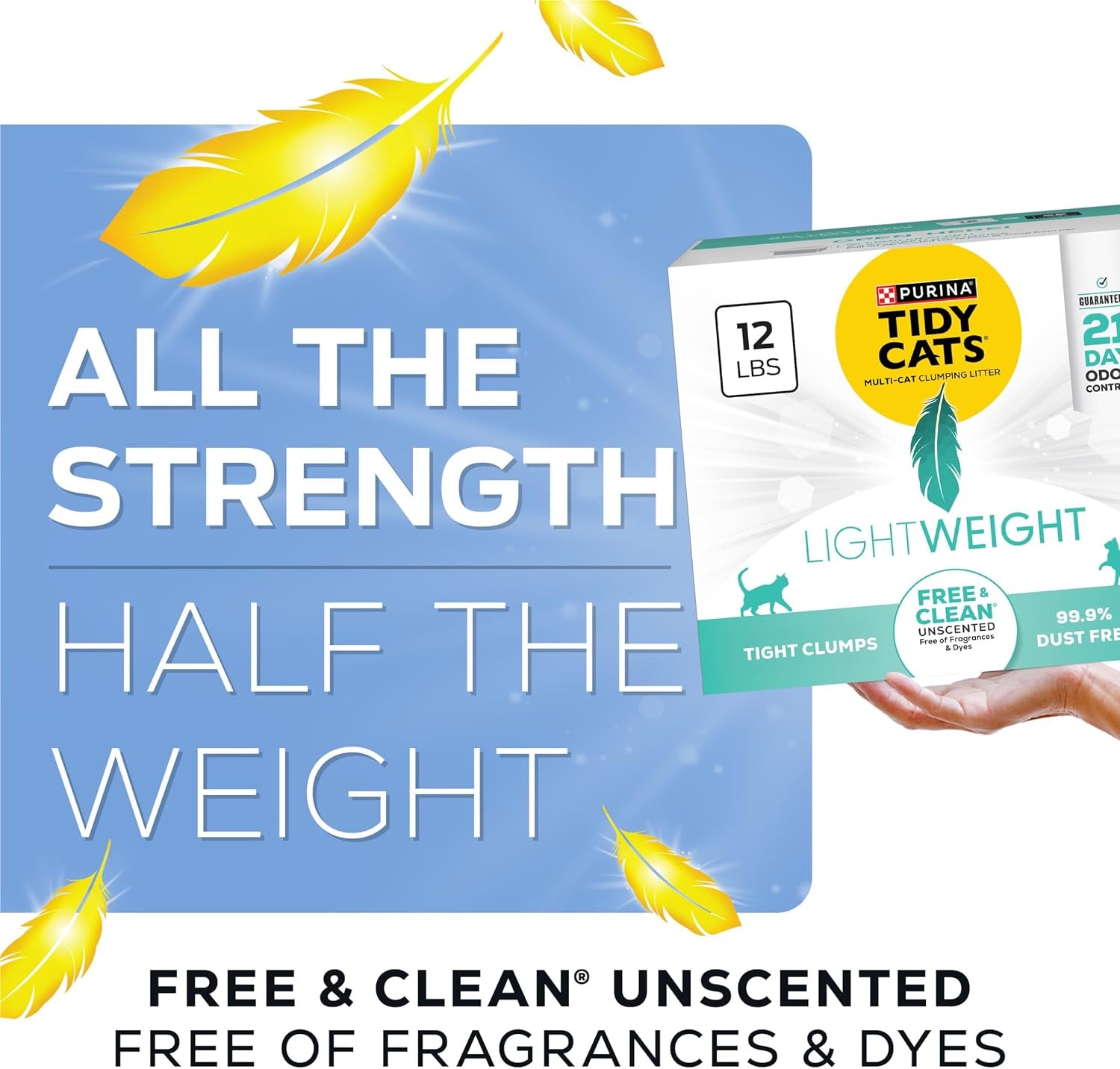 Purina  Lightweight Free and Clean Unscented, Multi-Cat, Clumping, 99.9 Percent Dust Free Cat Litter - 12 Lb. Box