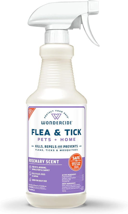 - Flea, Tick & Mosquito Spray for Dogs, Cats, and Home - Killer, Control, Prevention, Treatment - with Natural Essential Oils - Pet and Family Safe - Rosemary 16 Oz
