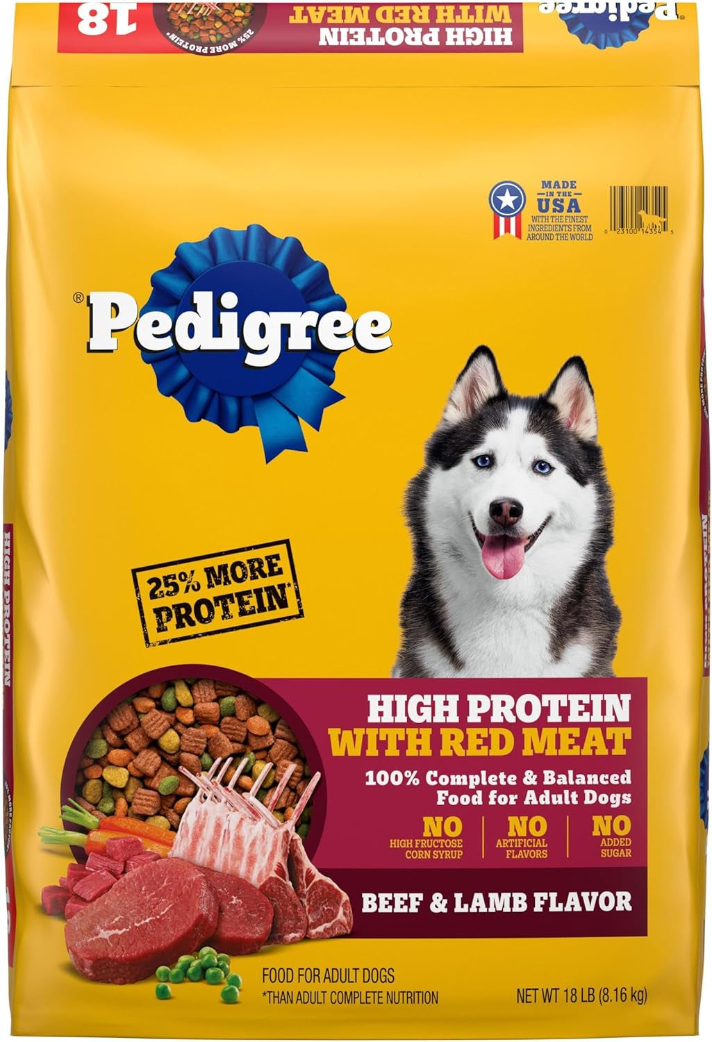 High Protein Adult Dry Dog Food, Beef and Lamb Flavor, 18 Lb. Bag