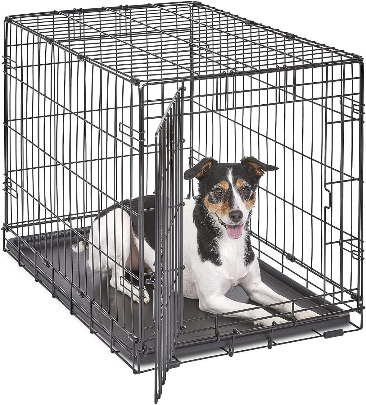 30-Inch Icrate Folding Dog Crate with Divider Panel, Leak-Proof Tray & Secure Latches – Metal Wire Kennel for Medium Breeds – Portable, Durable & Easy to Assemble