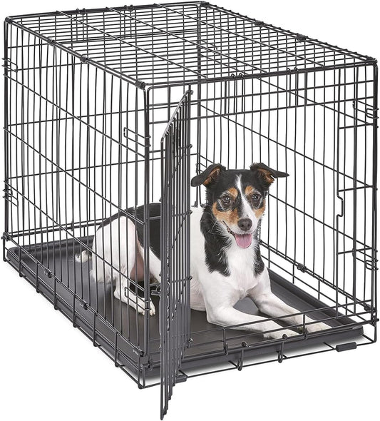 30-Inch Icrate Folding Dog Crate with Divider Panel, Leak-Proof Tray & Secure Latches – Metal Wire Kennel for Medium Breeds – Portable, Durable & Easy to Assemble