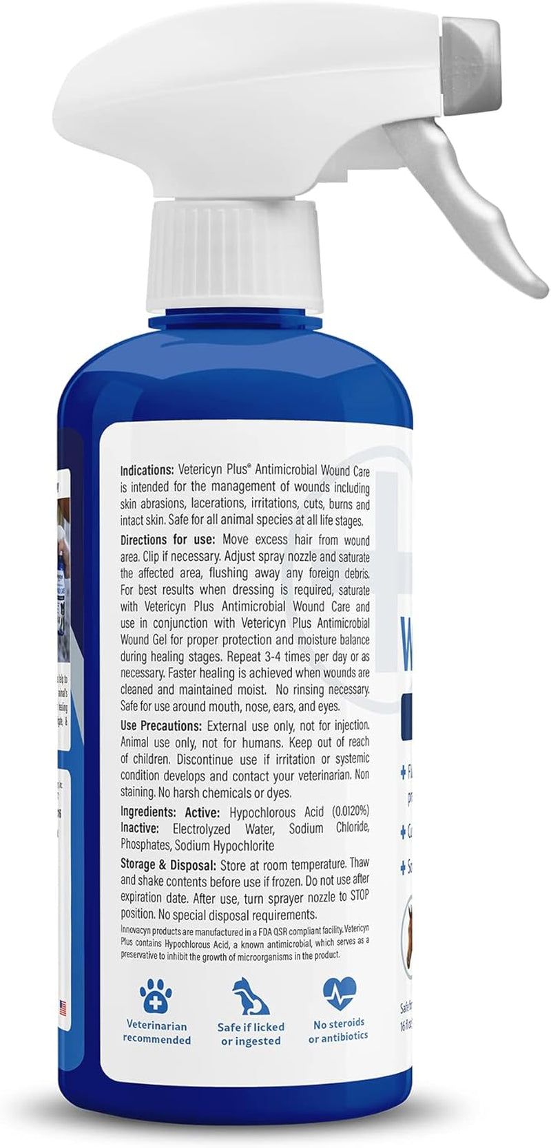plus Dog Wound Care Spray | Healing Aid and Skin Repair, Clean Wounds, Relieve Dog Skin Allergies, Safe for All Animals. 16 Ounces