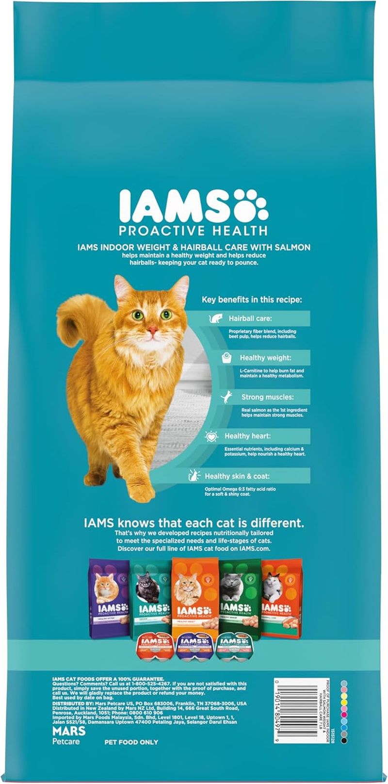 Proactive Health Indoor Weight Control & Hairball Care Adult Dry Cat Food, Salmon Recipe, 7 Lb. Bag