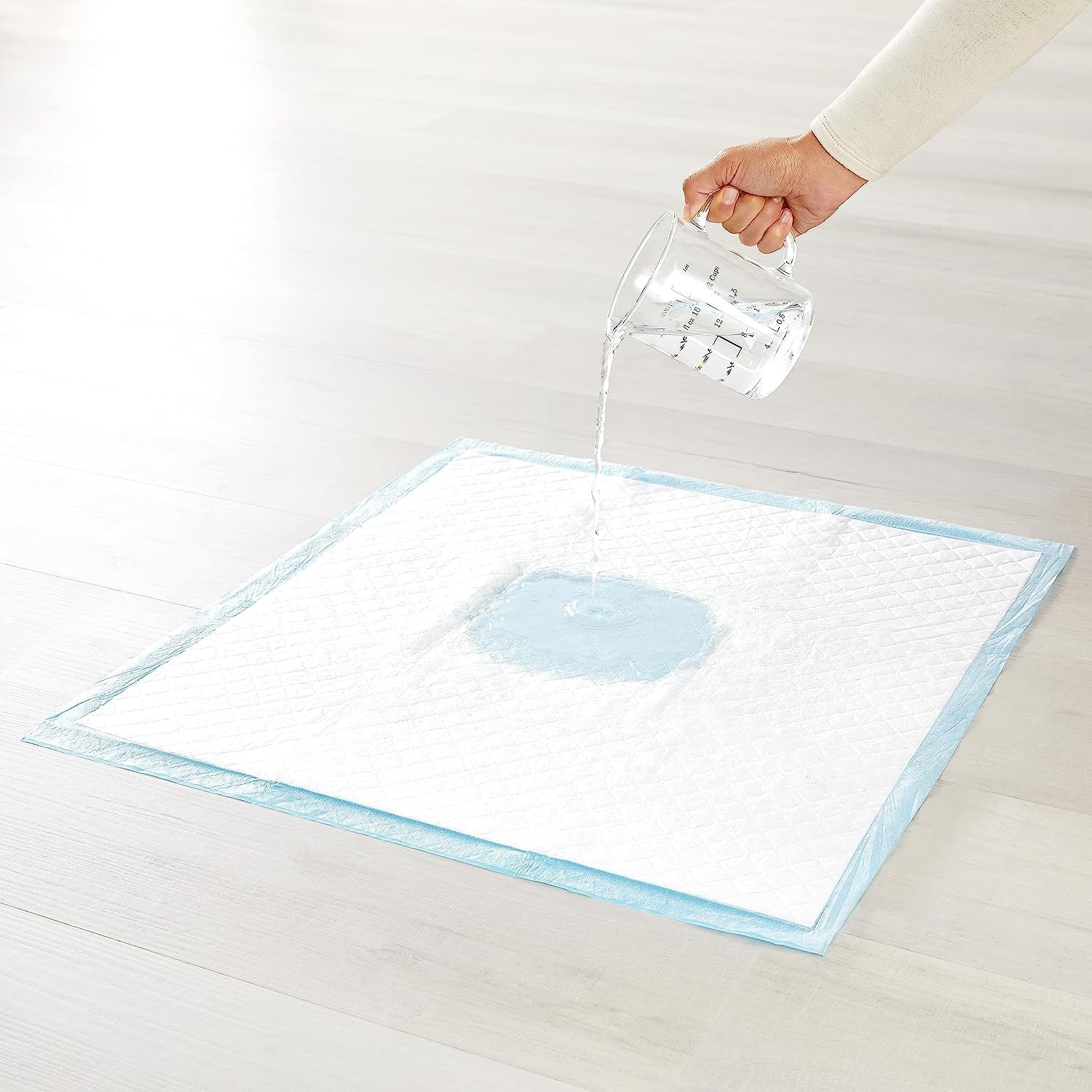 Heavy Duty Dog and Puppy Pee Pads, 5-Layer Leak-Proof Ultra Absorbent, Quick-Dry Surface, Potty Training, Regular (24X23"), 50 Count, Blue & White