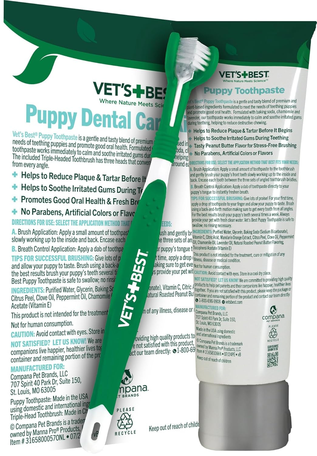 Dog Toothpaste & Toothbrush Kit for Puppies – Puppy Essentials – Dog Toothbrush & Toothpaste for Young Dogs- Perfect for Puppy Teething, Freshens Breath - Peanut Butter Flavor, 3.5 Oz
