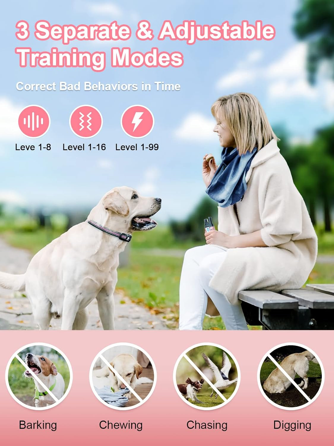 Dog Shock Collar 2 Dogs (5-120Lbs) - 3300 Ft Waterproof Training Collar for Dogs Large Medium Small with Rechargeable Remote, Beep (1-8) Vibration (1-16) and Humane Shock (1-99) Modes